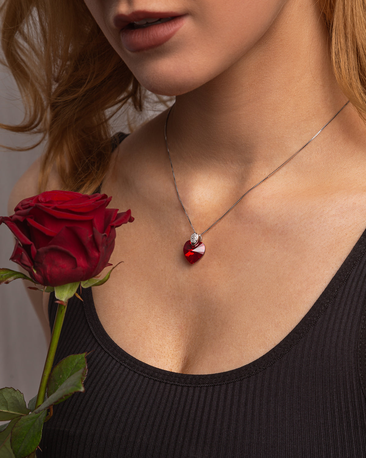 Amore Eterno - Κολιέ επιροδιωμένο και κρύσταλλος Swarovski® - Siam