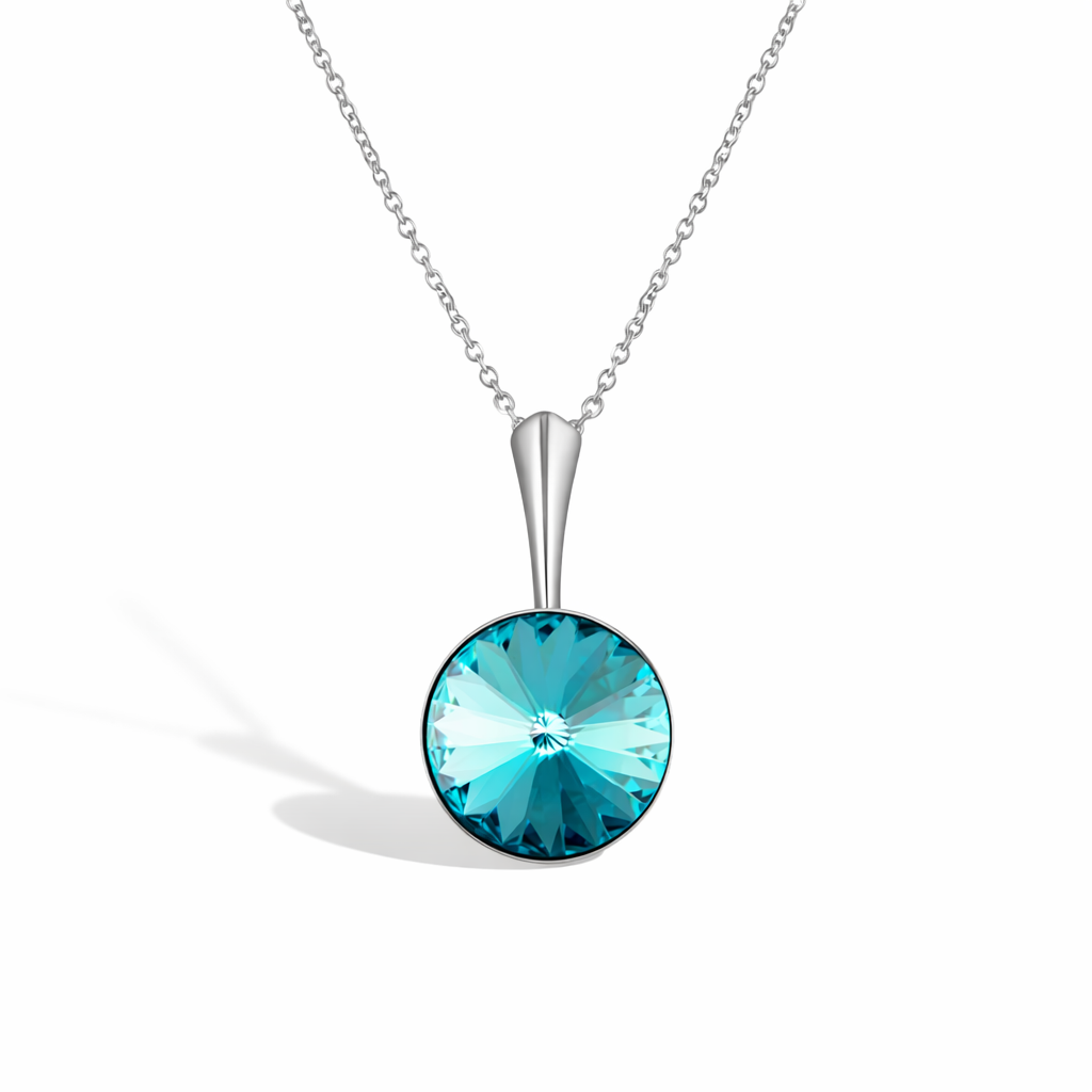 Alessia SS - Κολιέ επιροδιωμένο και κρύσταλλος Αυστρίας® - Light Turquoise