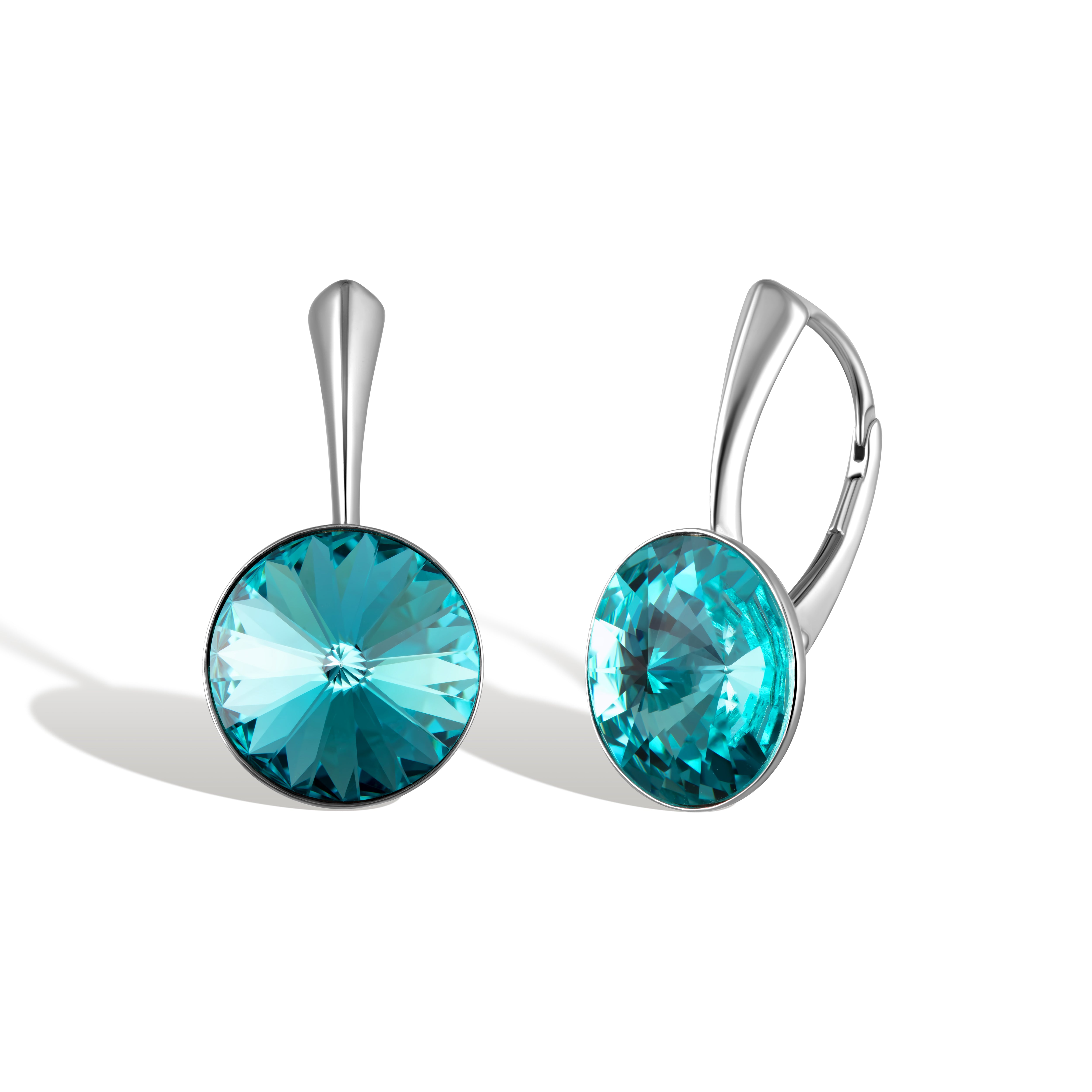 Alessia SS - Σκουλαρίκια επιροδιωμένα και Kρύσταλλοι Αυστρίας® - Light Turquoise