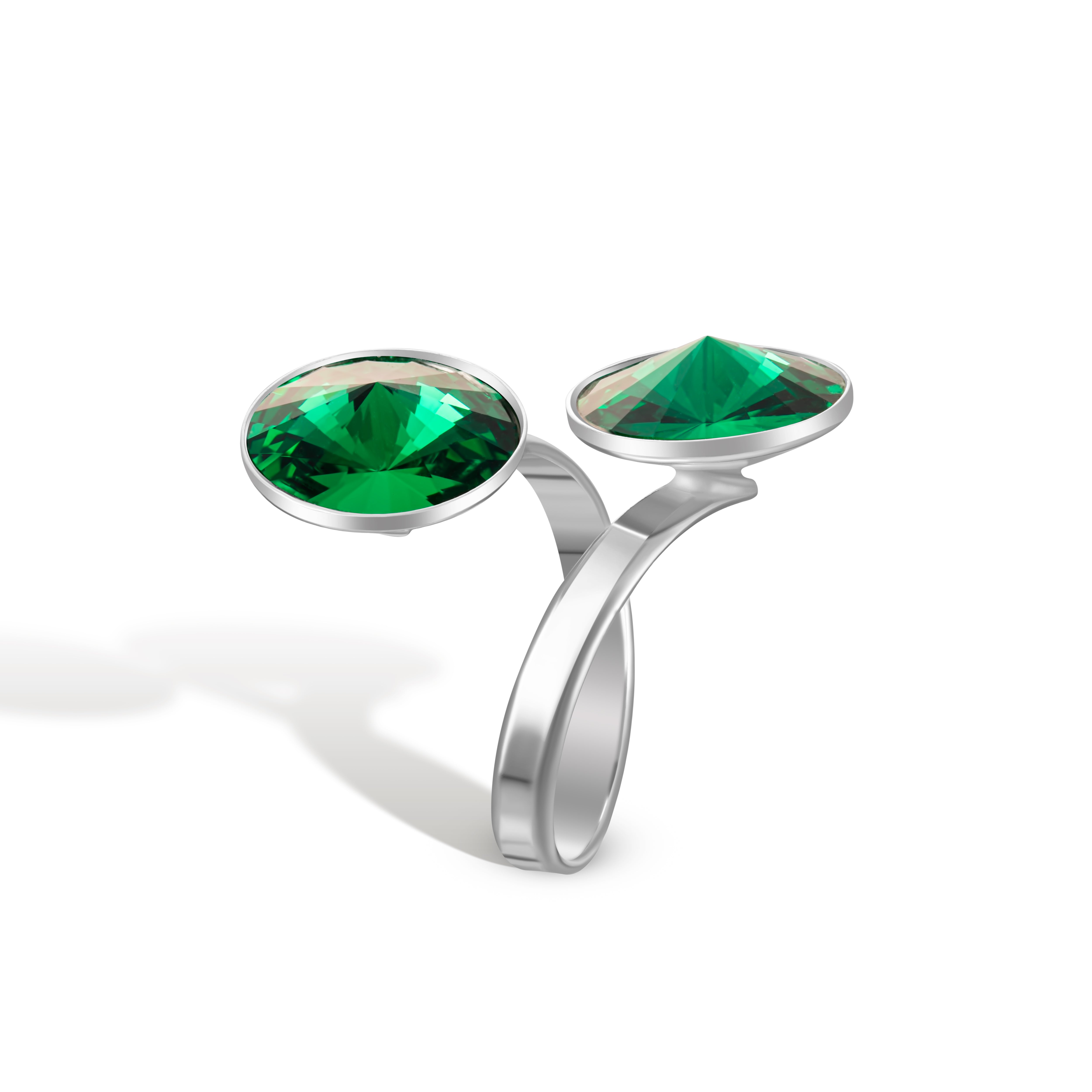 Alessia SS - Δαχτυλίδι επιροδιωμένο και κρύσταλλοι Αυστρίας® - Emerald