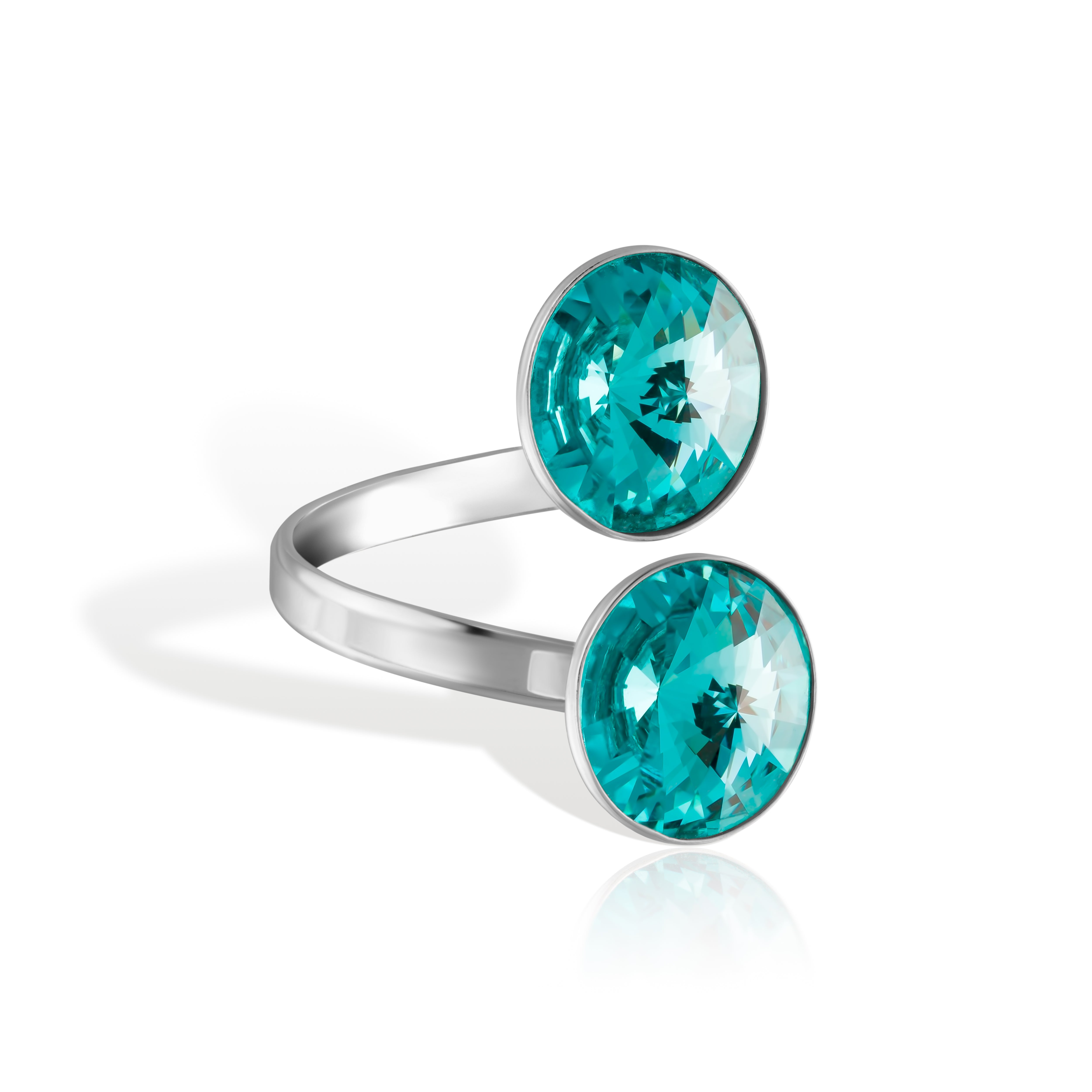 Alessia SS - Δαχτυλίδι επιροδιωμένο και κρύσταλλοι Αυστρίας® - Light Turquoise
