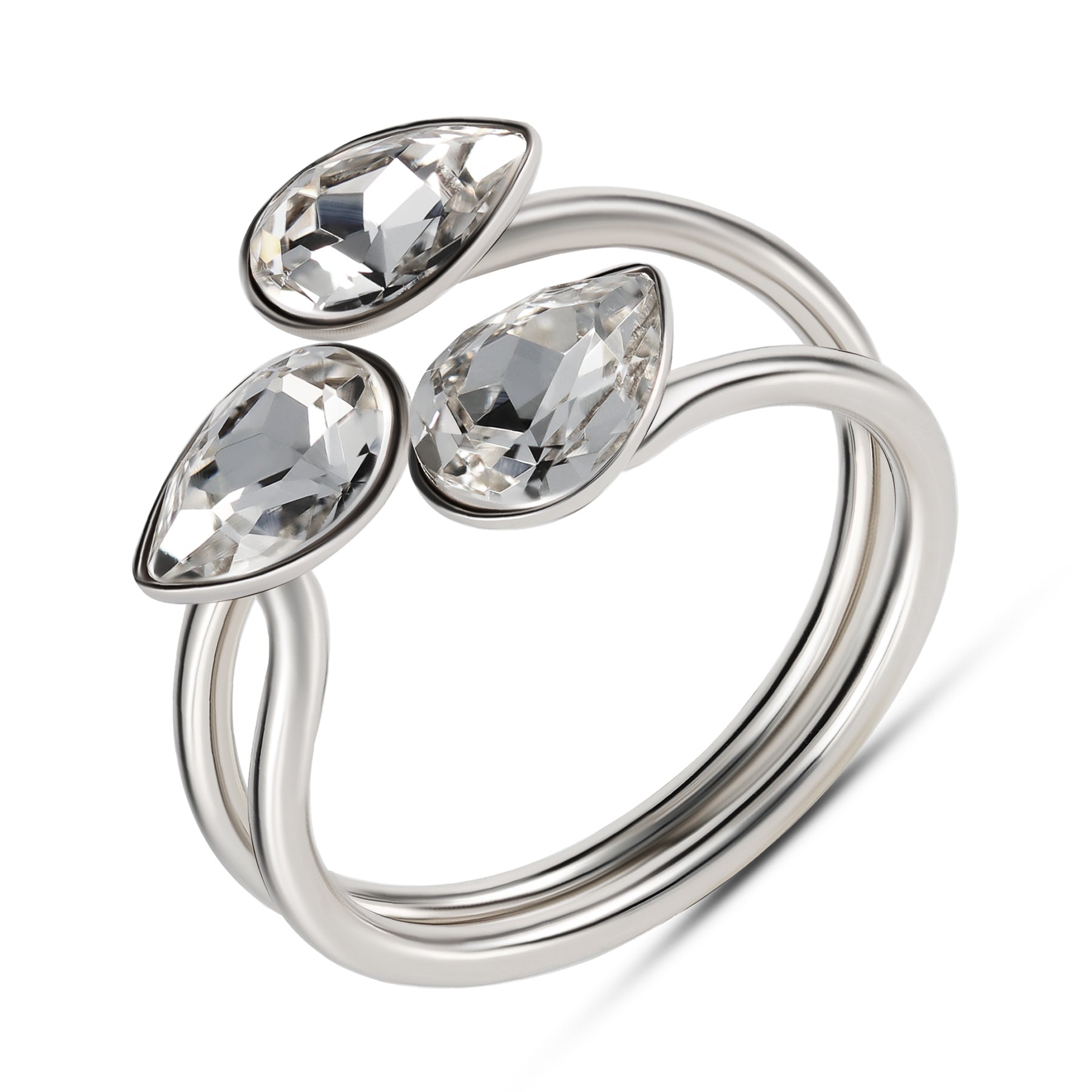 Flavia - Δαχτυλίδι επιροδιωμένο και κρυστάλλους Swarovski® - Crystal White