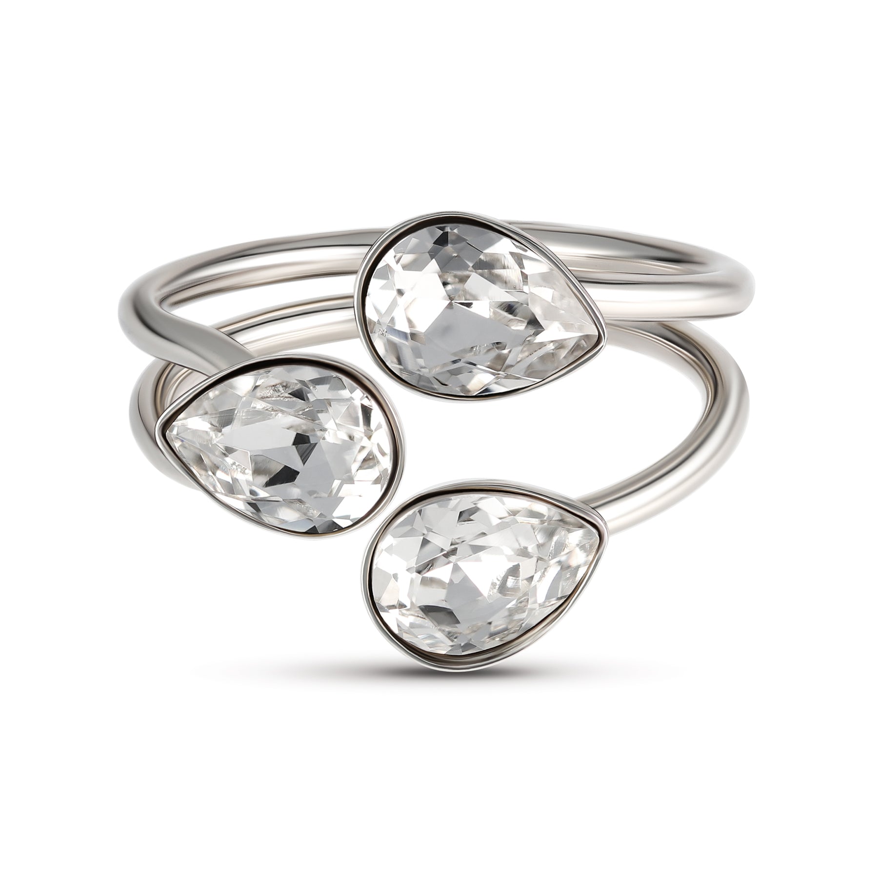 Flavia - Δαχτυλίδι επιροδιωμένο και κρυστάλλους Swarovski® - Crystal White