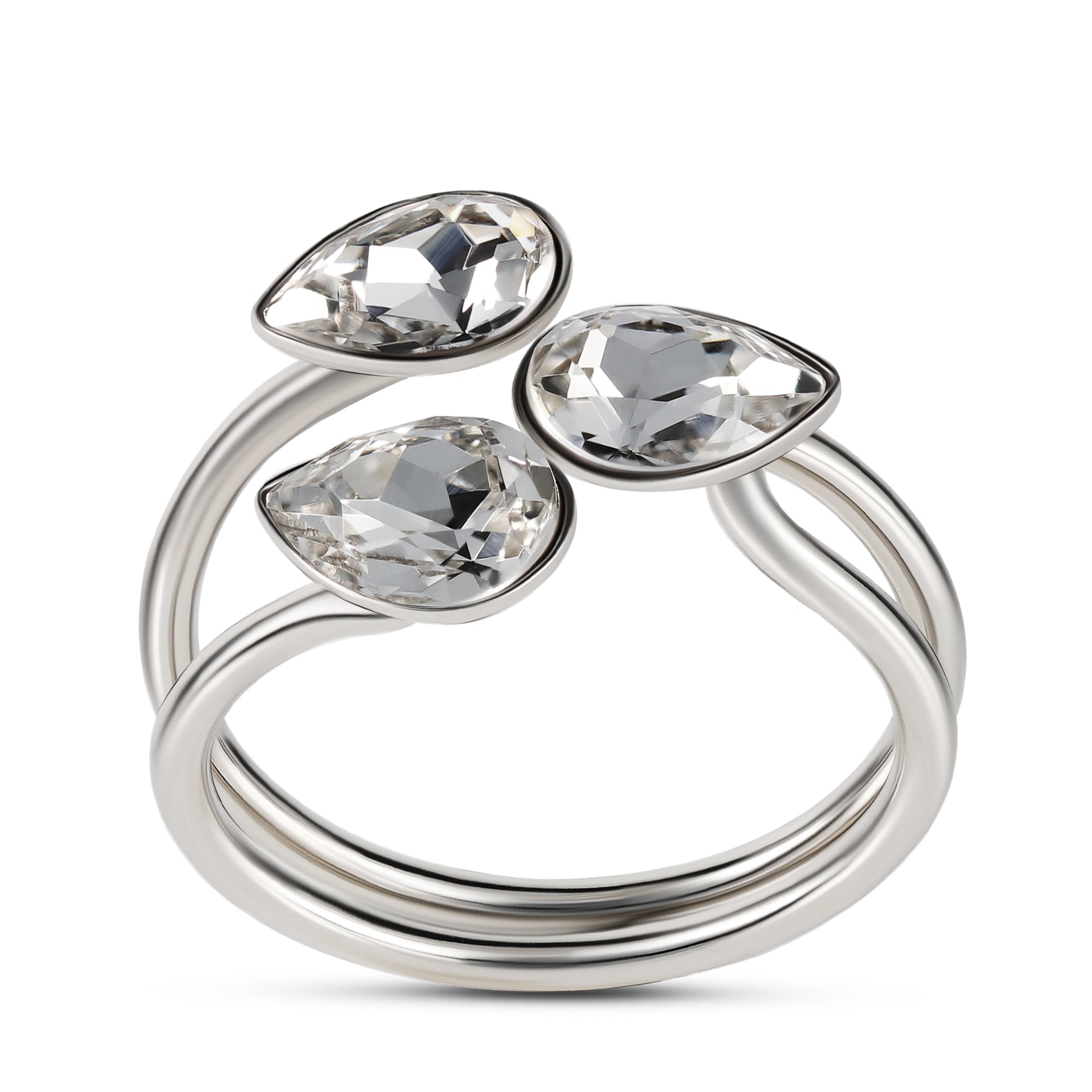 Flavia - Δαχτυλίδι επιροδιωμένο και κρυστάλλους Swarovski® - Crystal White