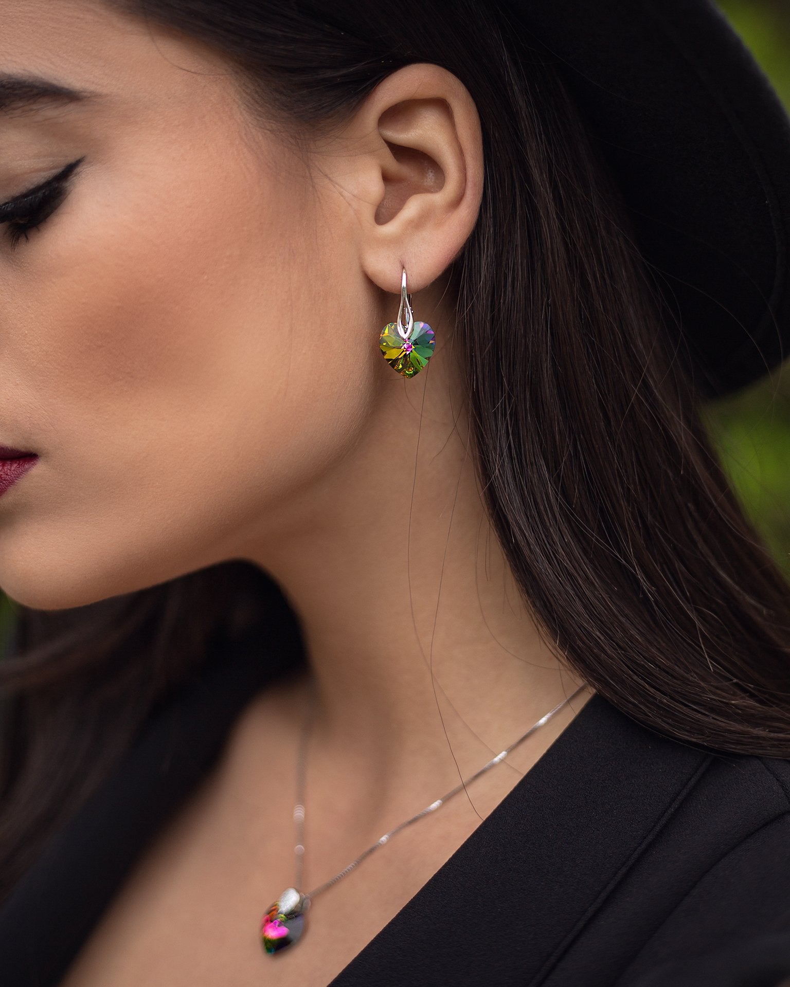 Amore Eterno - Silver Earrings with Swarovski Crystals-Vitrail Medium - Sensa Milano