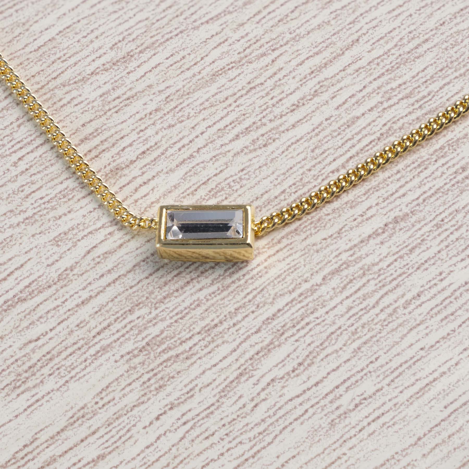 Artemis - Κολιέ από ορείχαλκο επιχρυσωμένο 24Κ και κρυστάλλο - Crystal White