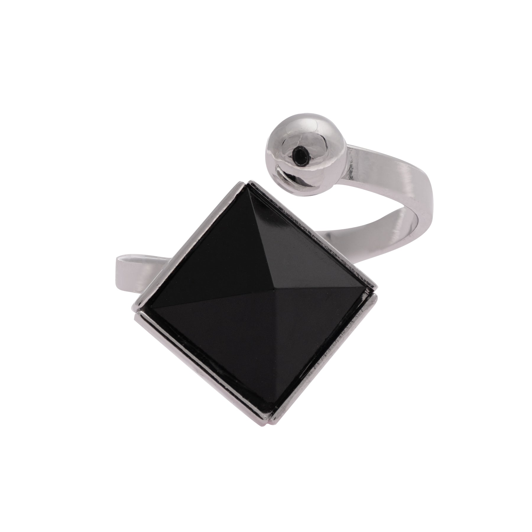 Athena - Δαχτυλίδι από επιροδιωμένο ορείχαλκο και κρύσταλλο - Jet Black