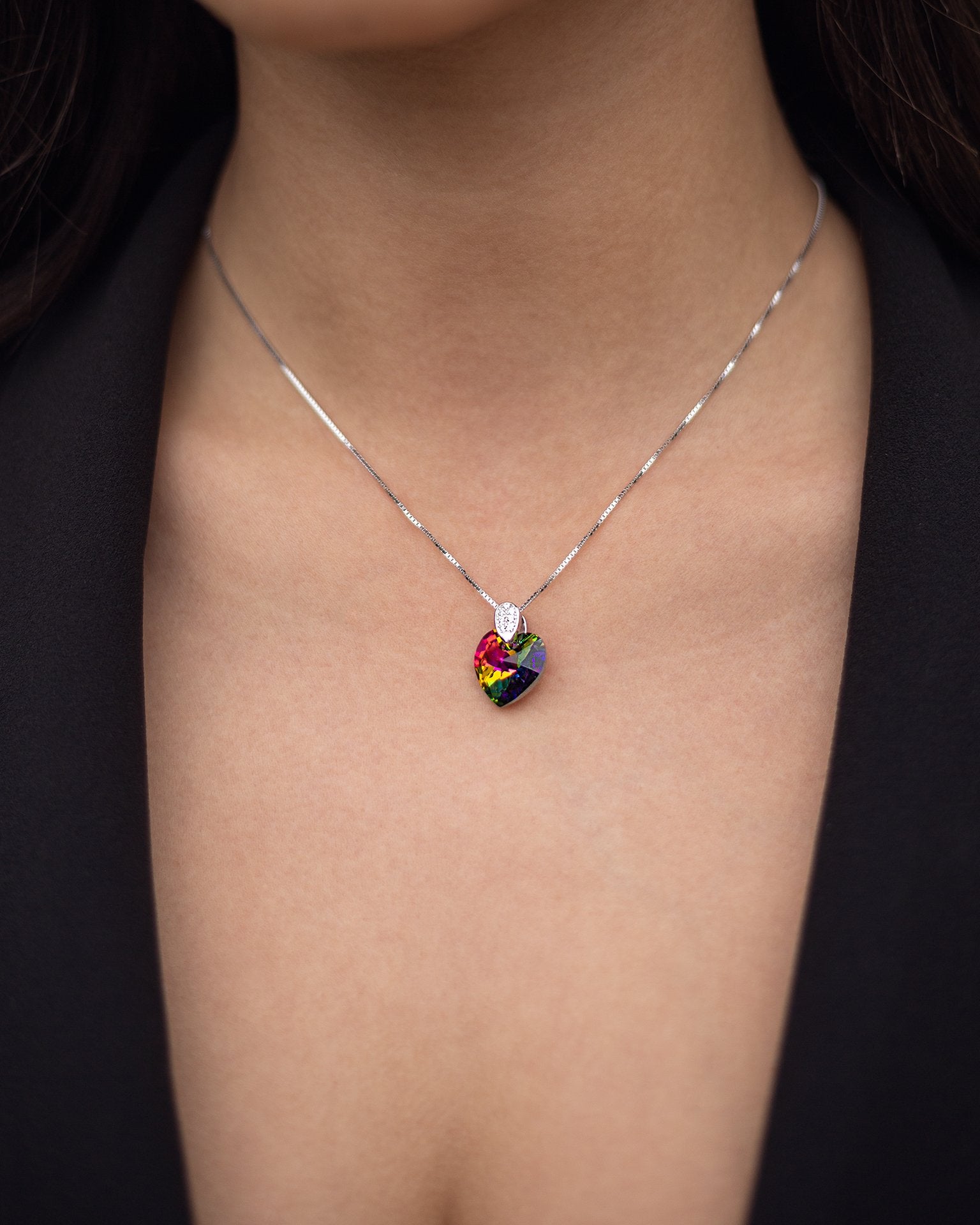 Amore Eterno - Silver Necklace with Swarovski Crystal-Vitrail Medium - Sensa Milano