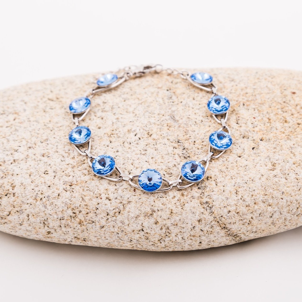 Dorotea - Rhodium Plated Bracelet with Swarovski Crystals-Light Sapphire - Sensa Milano