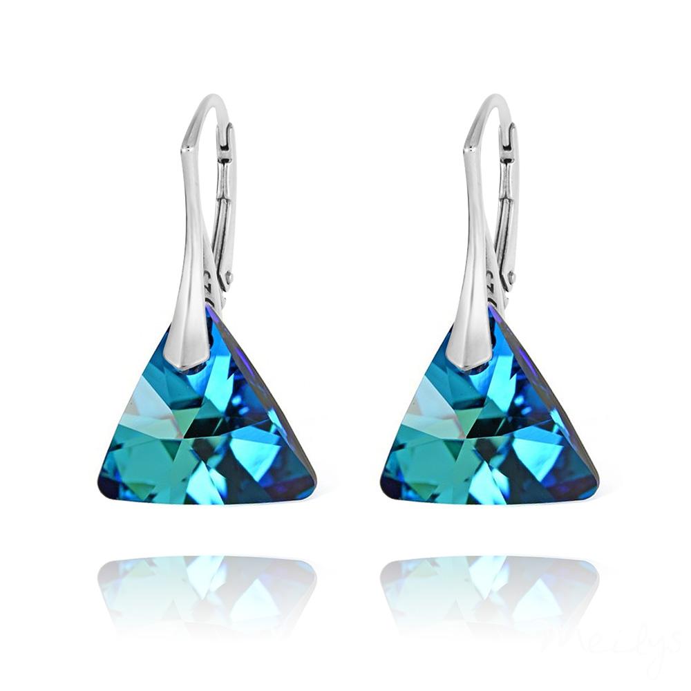 Cleopatra - Silver Earrings with Swarovski Crystals-Bermuda Blue - Sensa Milano