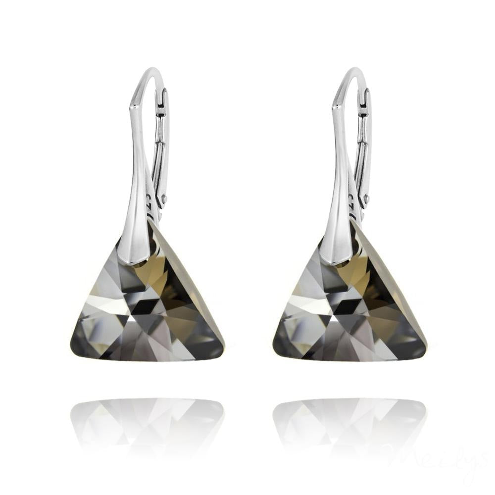 Cleopatra - Silver Earrings with Swarovski Crystals-Silver Night - Sensa Milano