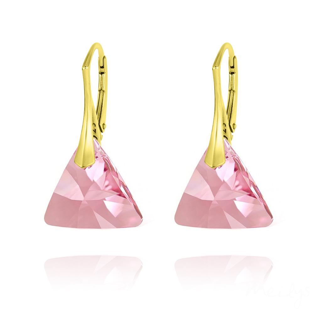 Cleopatra - 24K Gold Plated Silver Earrings with Swarovski Crystals-Light Rose - Sensa Milano