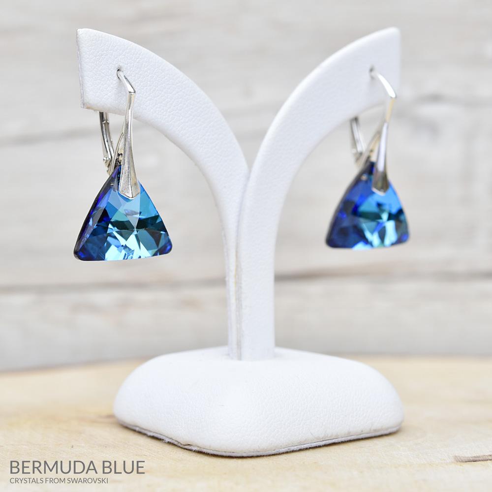 Cleopatra - Silver Earrings with Swarovski Crystals-Bermuda Blue - Sensa Milano