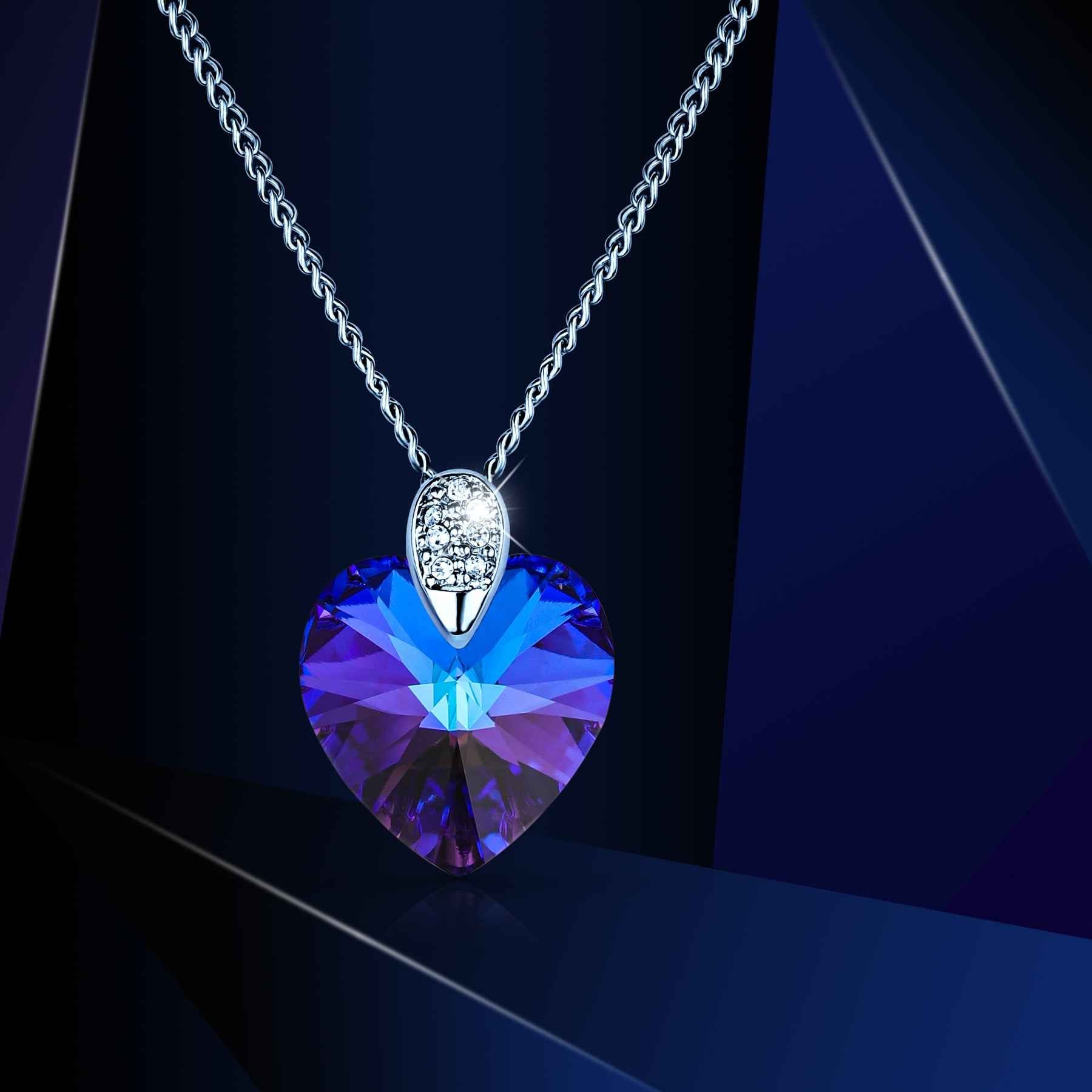 Amore Eterno - Κολιέ επιροδιωμένο και κρύσταλλος Αυστρίας® - Heliotrope