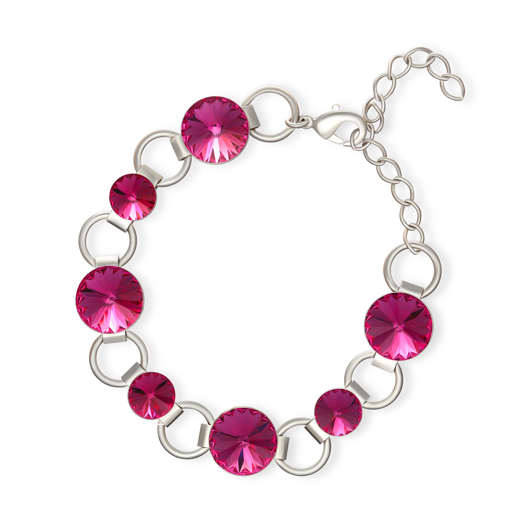 Cornelia - Βραχιόλι από ορείχαλκο επιροδιωμένο και κρυστάλλους - Fuchsia