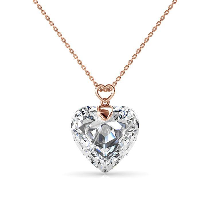 Double Love - 18K Rose Gold Plated Necklace with Swarovski Crystal - Sensa Milano
