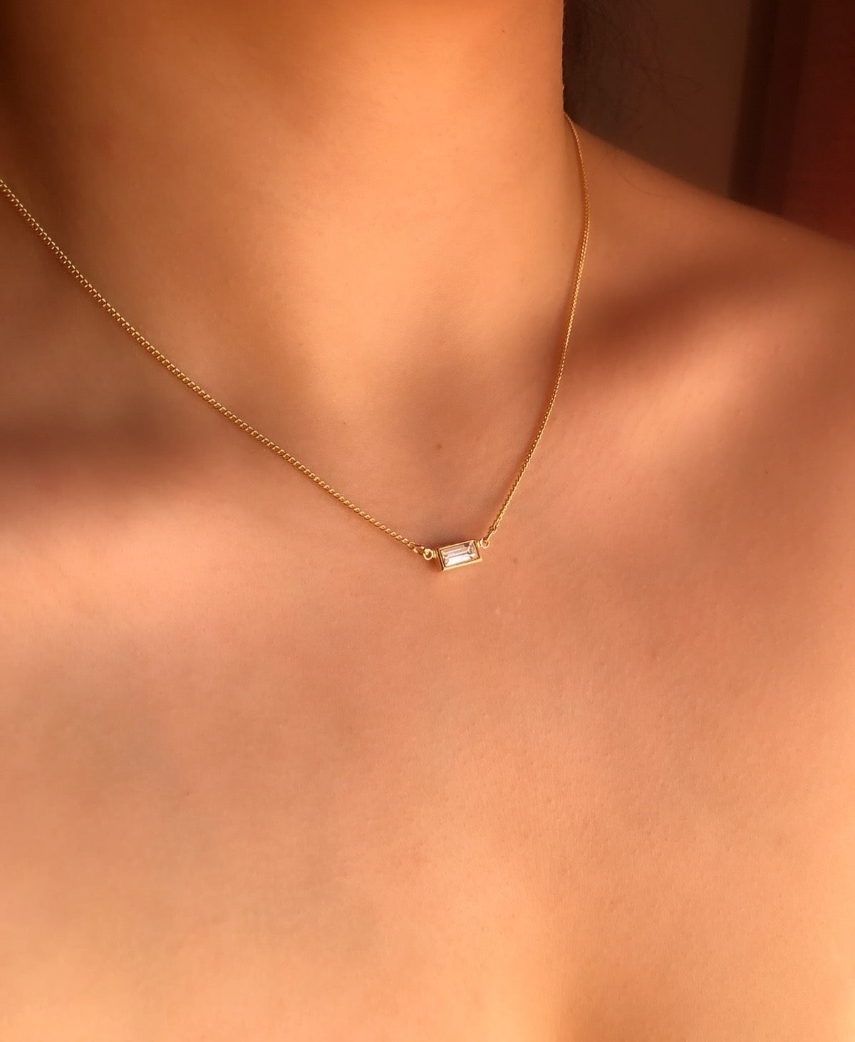 Artemis - Κολιέ από ορείχαλκο επιχρυσωμένο 24Κ και κρυστάλλο - Crystal White