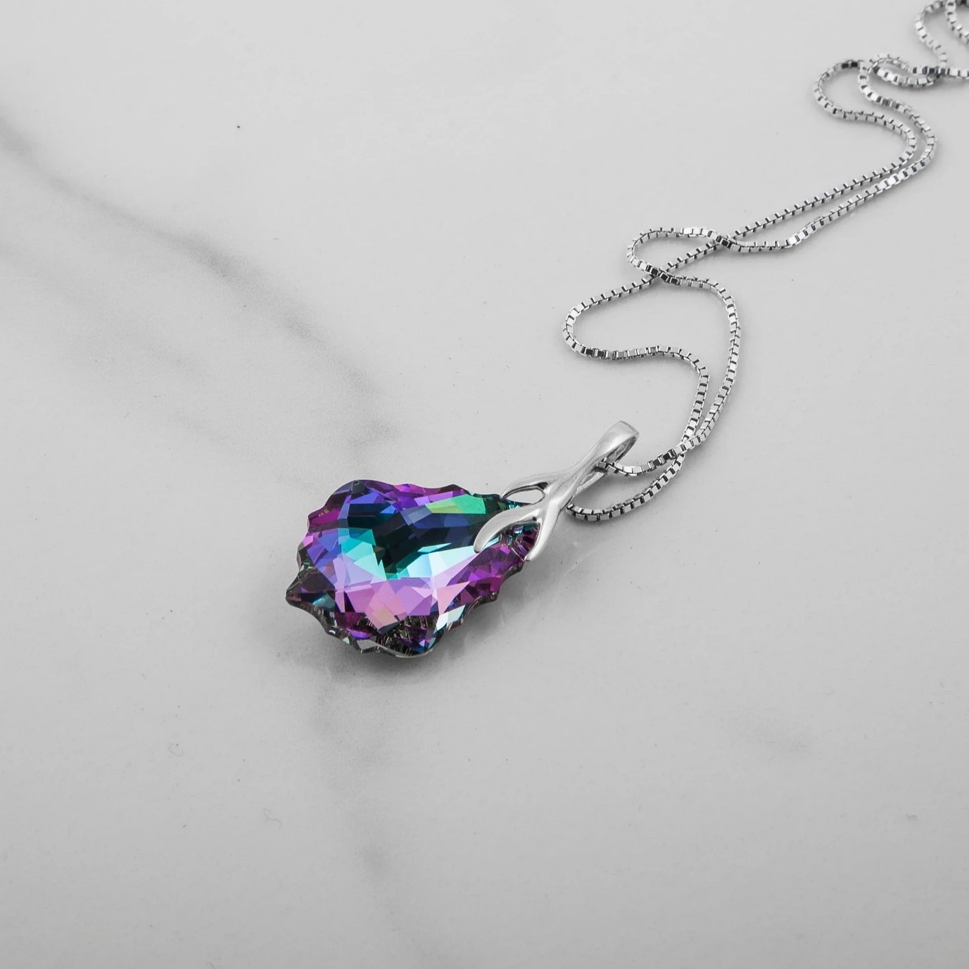 Elizabeth - Silver Necklace with Swarovski Crystal-Vitrail Light - Sensa Milano