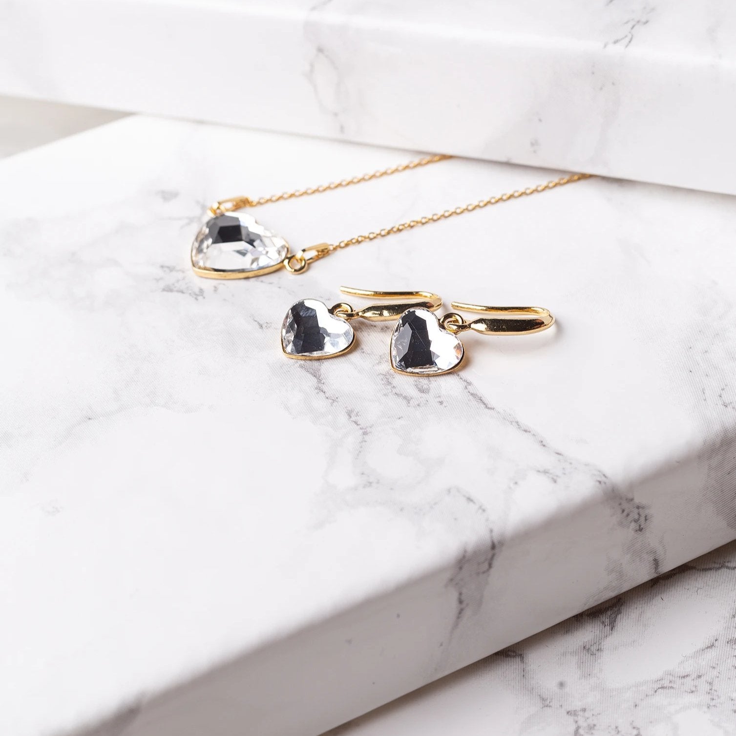 Octavia - 24K Gold Plated Earrings with Swarovski Crystals-White - Sensa Milano