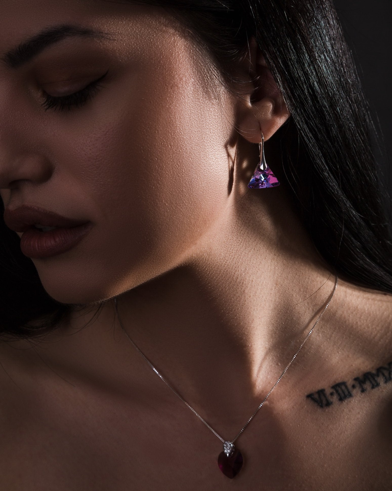 Cleopatra - Silver Earrings with Swarovski Crystals-Vitrail Light - Sensa Milano