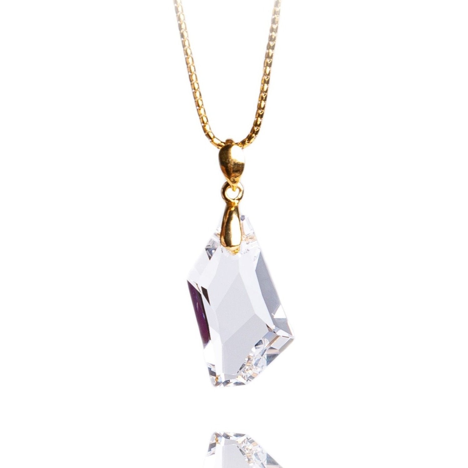 Livia - 24K Gold Plated Necklace with Swarovski Crystal-White - Sensa Milano
