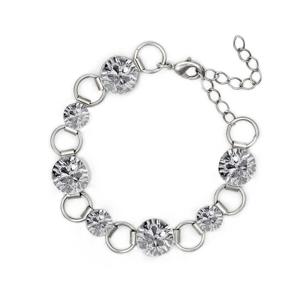 Cornelia - Βραχιόλι από ορείχαλκο επιροδιωμένο και κρυστάλλους - Crystal White