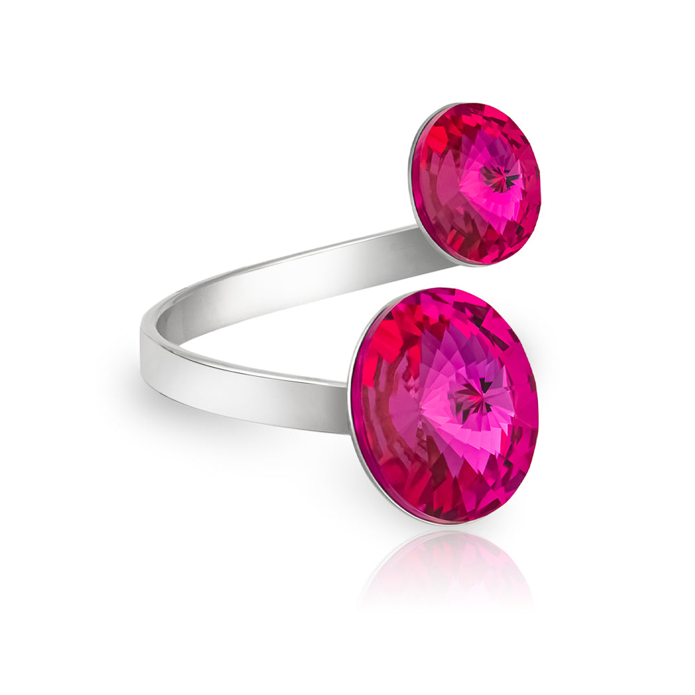Alessia - Δαχτυλίδι από επιροδιωμένο ορείχαλκο και κρυστάλλους - Fuchsia