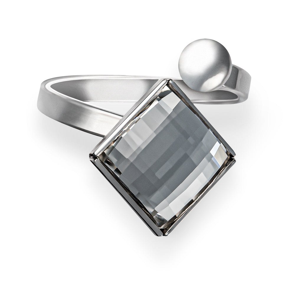 Athena - Δαχτυλίδι από επιροδιωμένο ορείχαλκο και κρύσταλλο - Crystal White