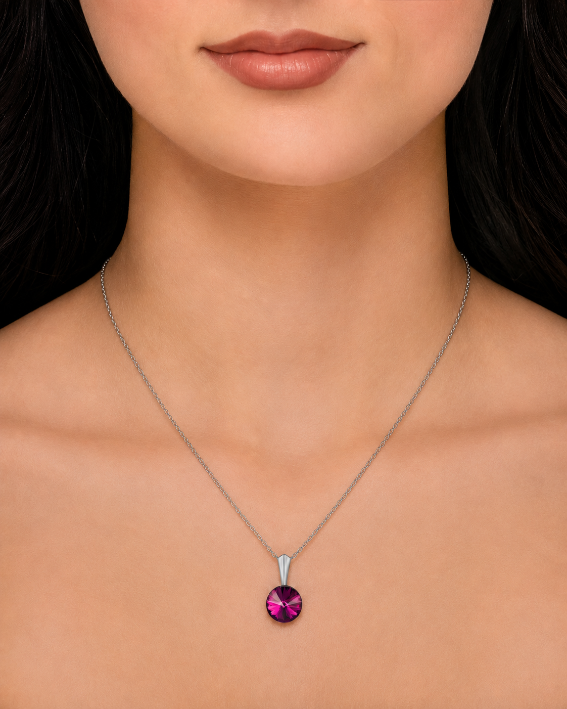 Alessia SS - Κολιέ επιροδιωμένο και κρύσταλλος Swarovski® - Amethyst