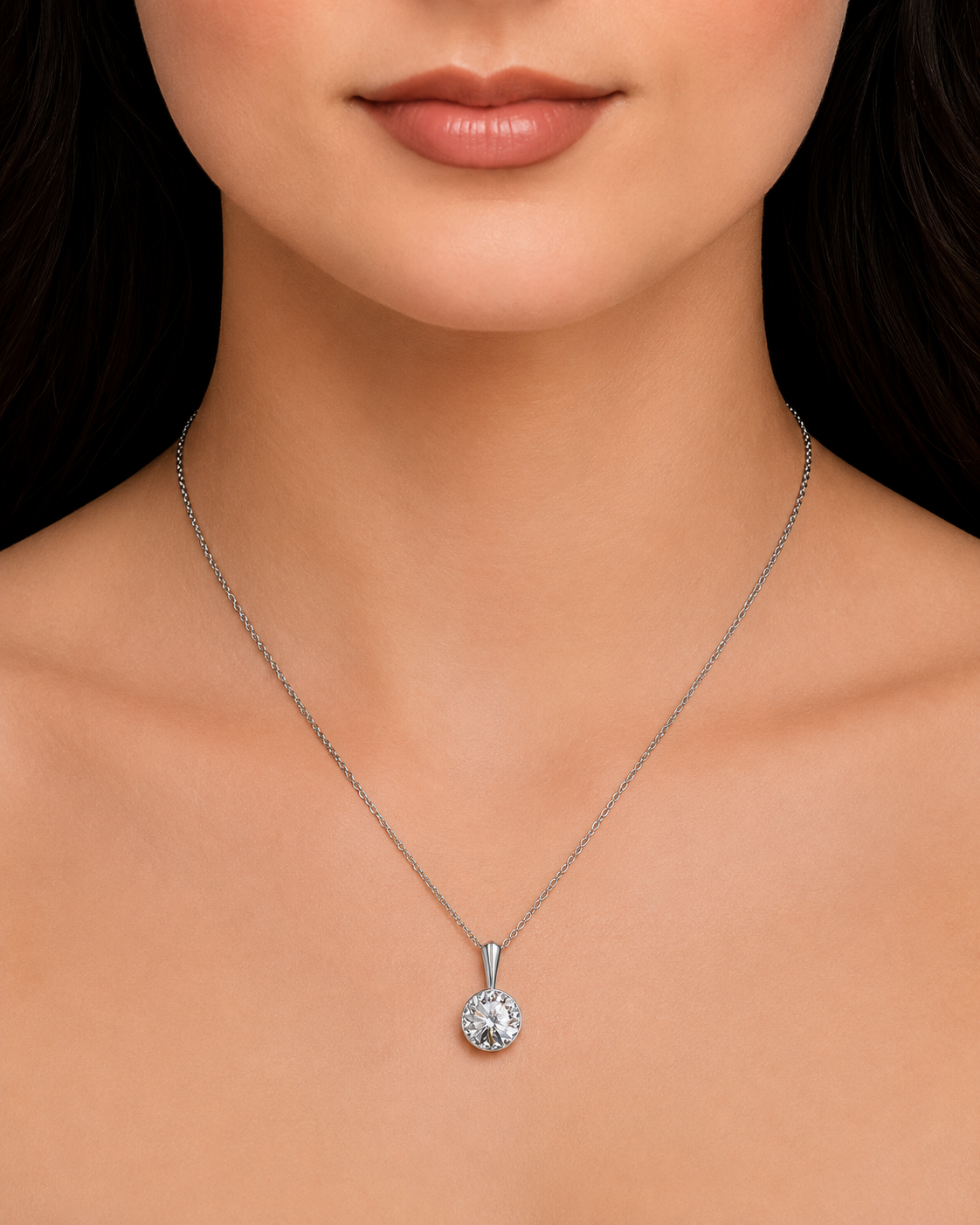 Alessia SS - Κολιέ επιροδιωμένο και κρύσταλλος Swarovski® - Crystal White
