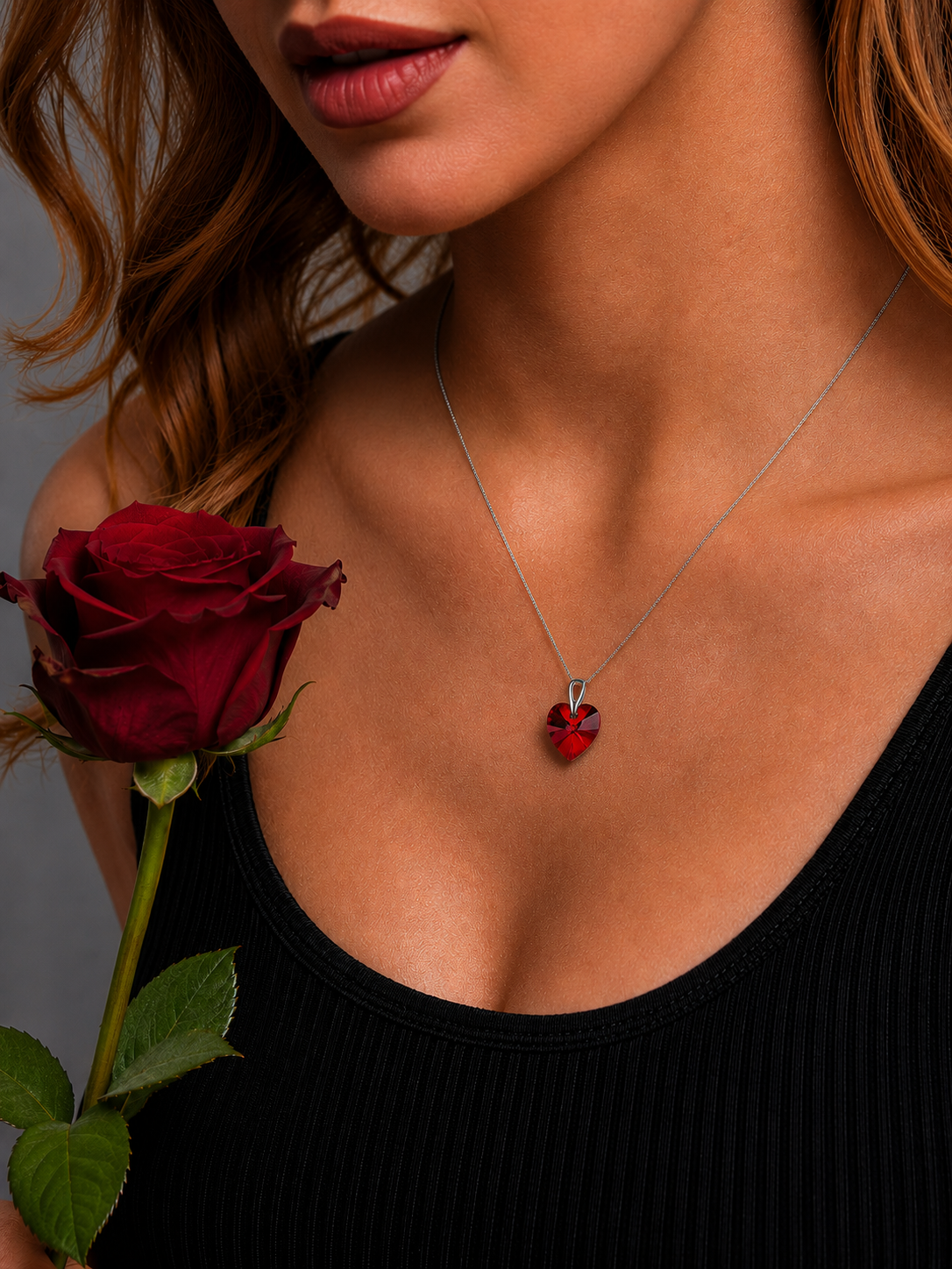 Amore Eterno SS - Κολιέ επιροδιωμένο και κρύσταλλος Swarovski® - Siam