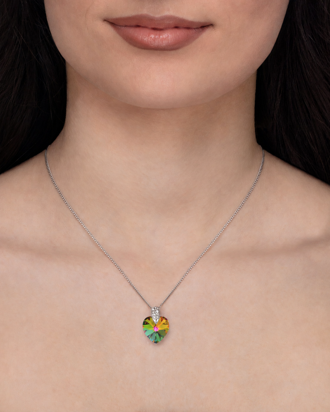 Amore Eterno - Κολιέ επιροδιωμένο και κρύσταλλος Swarovski® - Vitrail Medium