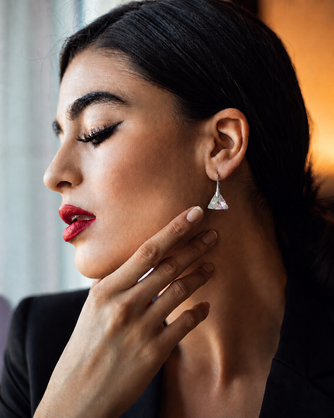 Cleopatra SS - Σκουλαρίκια επιροδιωμένα και Kρύσταλλοι Swarovski® - Crystal AB