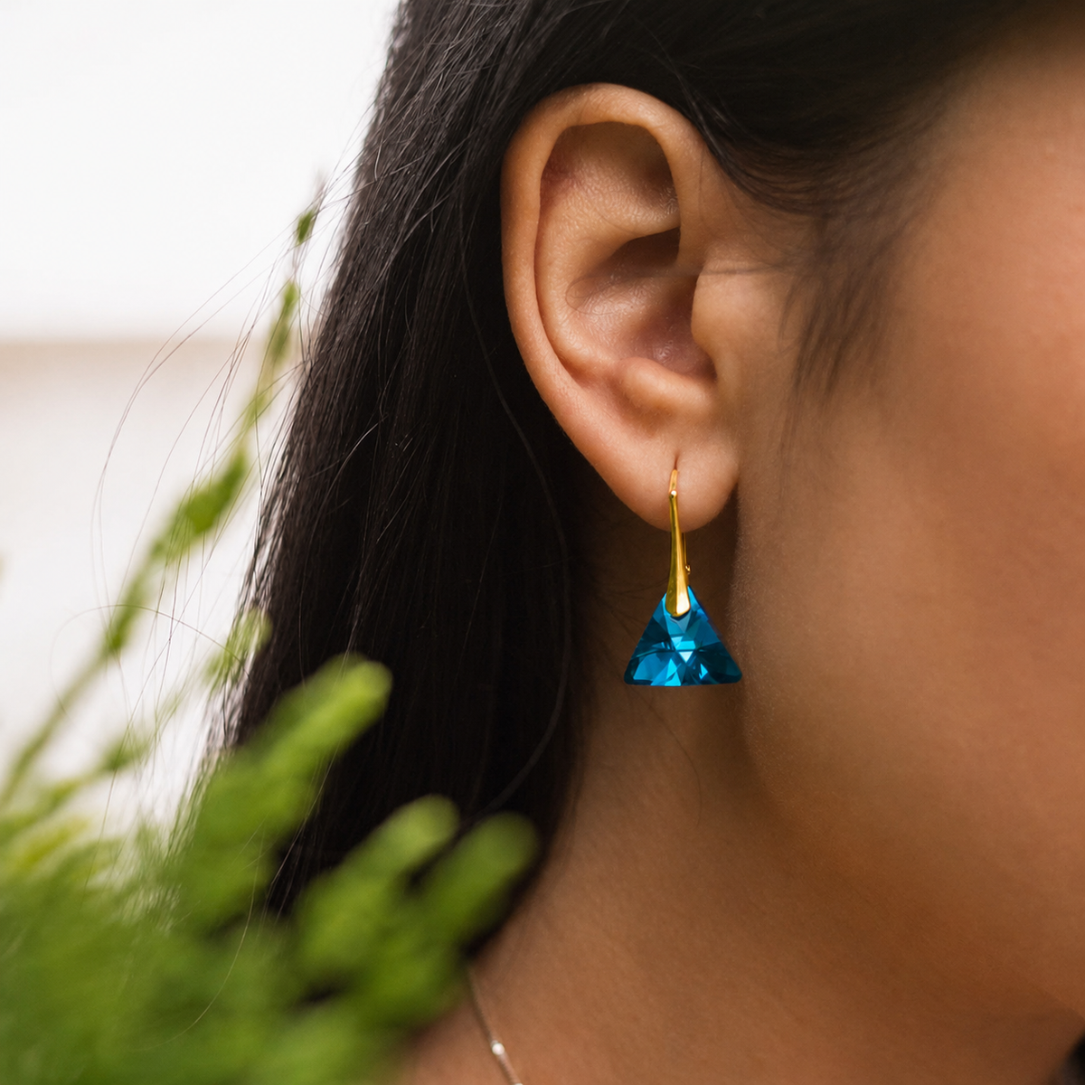 Cleopatra SS - Σκουλαρίκια επιχρυσωμένα και Kρύσταλλοι Swarovski® - Bermuda Blue