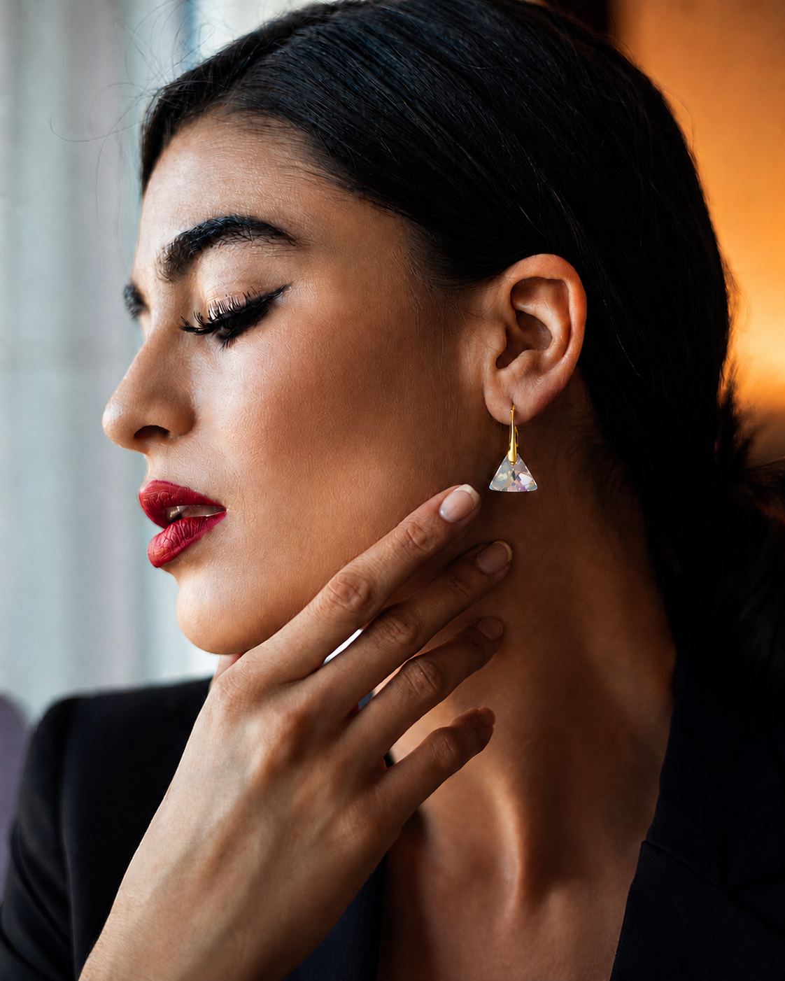 Cleopatra SS - Σκουλαρίκια επιχρυσωμένα και Kρύσταλλοι Swarovski® - Crystal AB