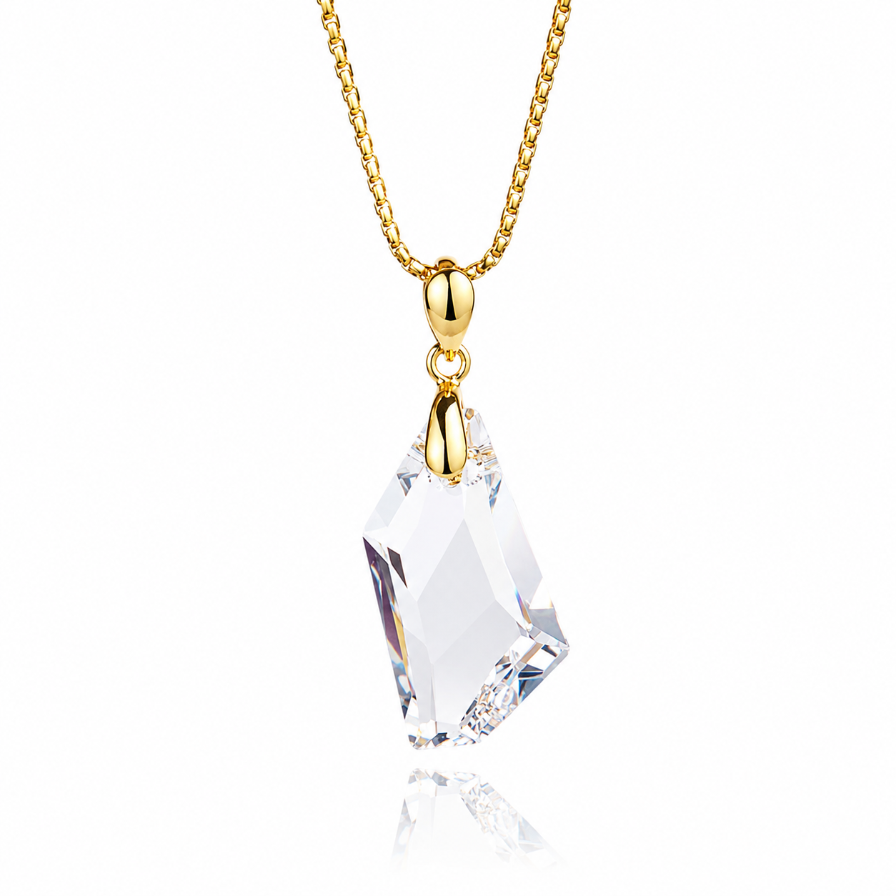 Livia - Κολιέ επιχρυσωμένο 24Κ και κρύσταλλο Swarovski - Crystal White