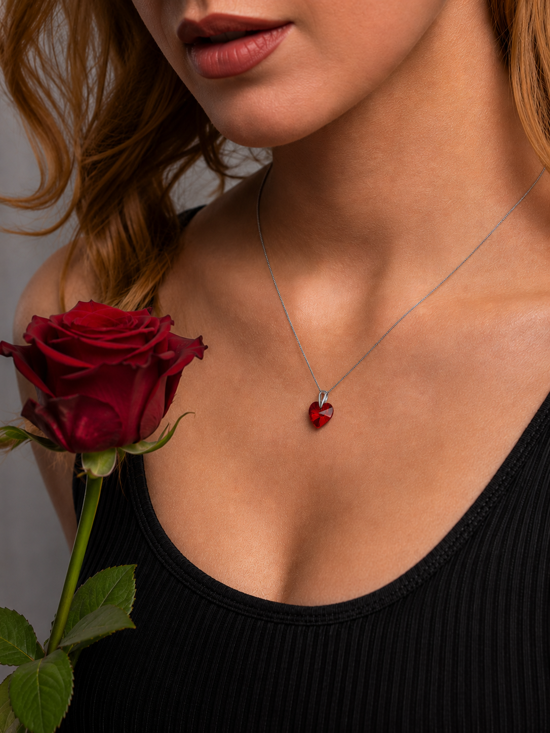 Amore Eterno SS - Κολιέ επιροδιωμένο και κρύσταλλος Swarovski® - Siam