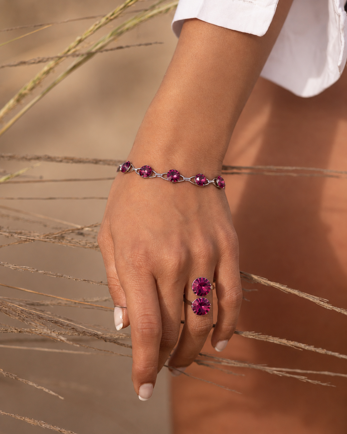 Dorotea SS - Βραχιόλι επιροδιωμένο και κρύσταλλοι Swarovski® - Amethyst