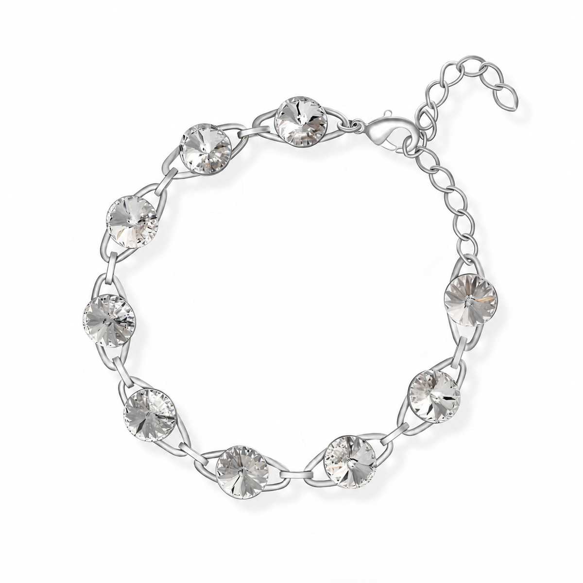 Dorotea - Βραχιόλι επιροδιωμένο και κρύσταλλοι Swarovski®- Crystal White