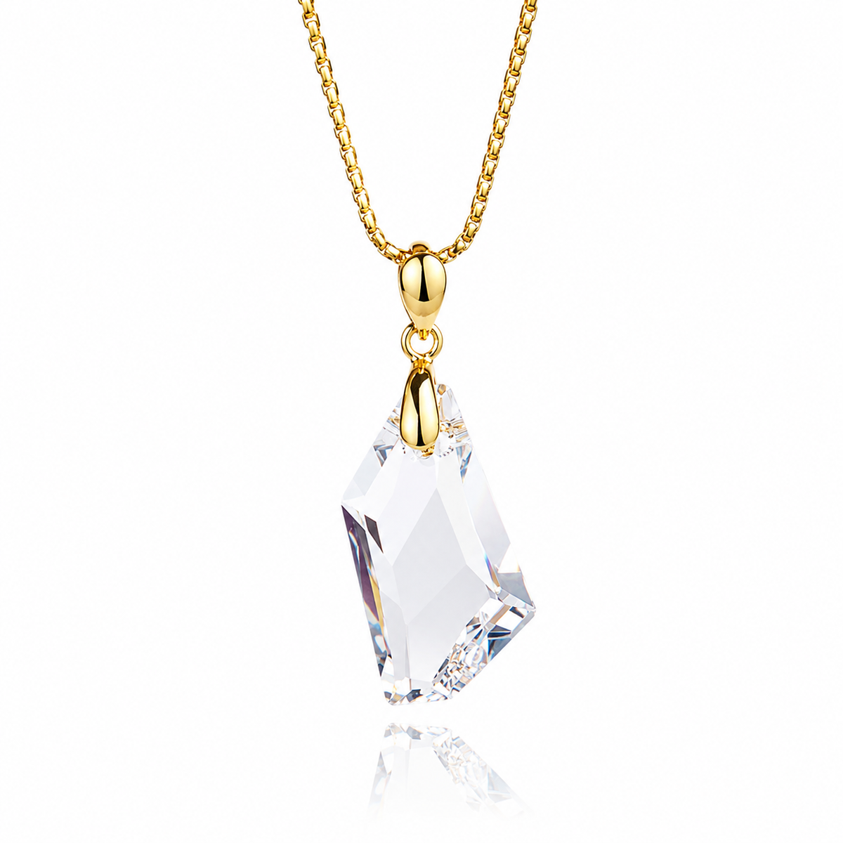 Livia - Κολιέ επιχρυσωμένο 24Κ και κρύσταλλο Swarovski - Crystal White