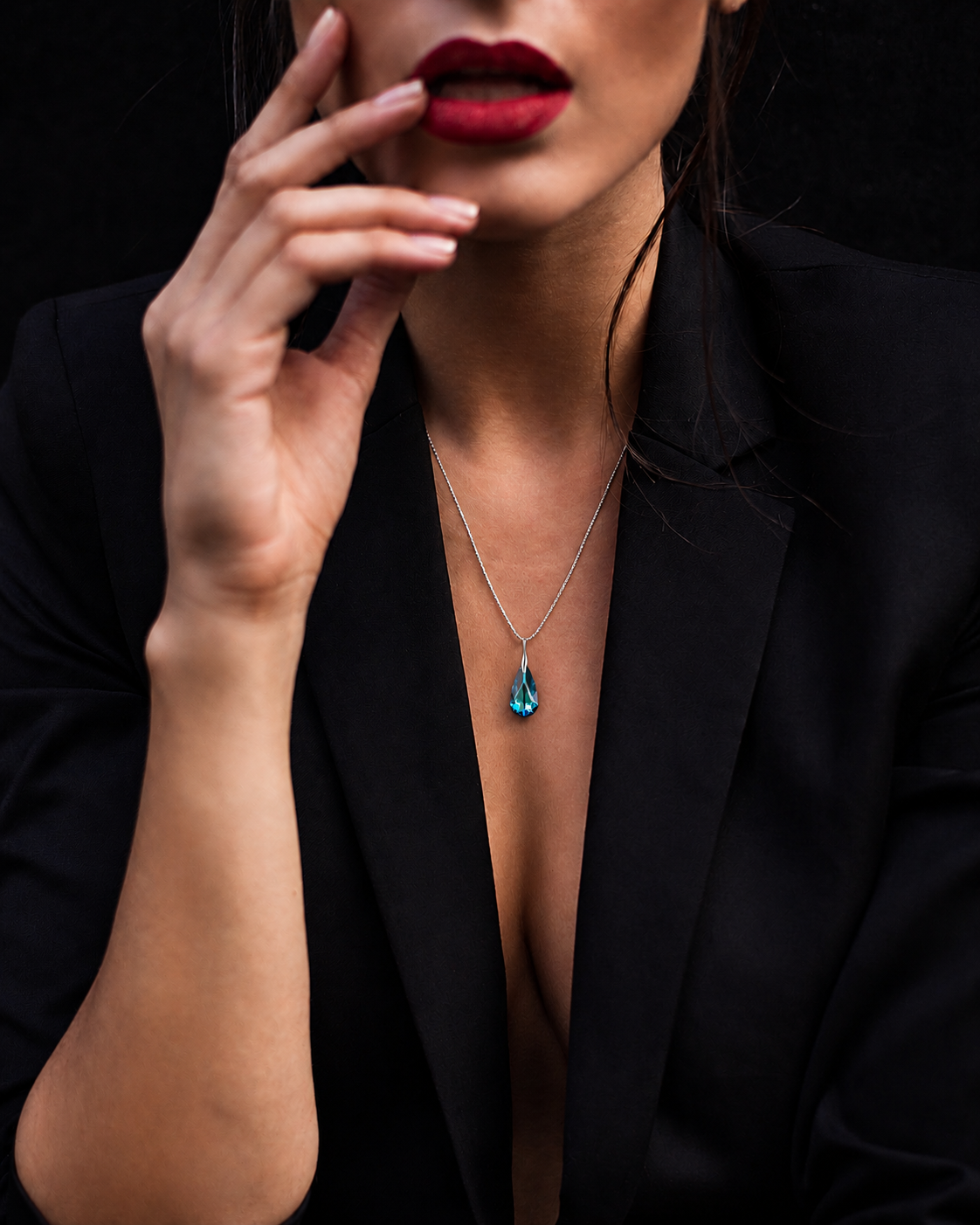Pandora's Soul - Κολιέ επιροδιωμένο και κρύσταλλο Swarovski® - Bermuda Blue