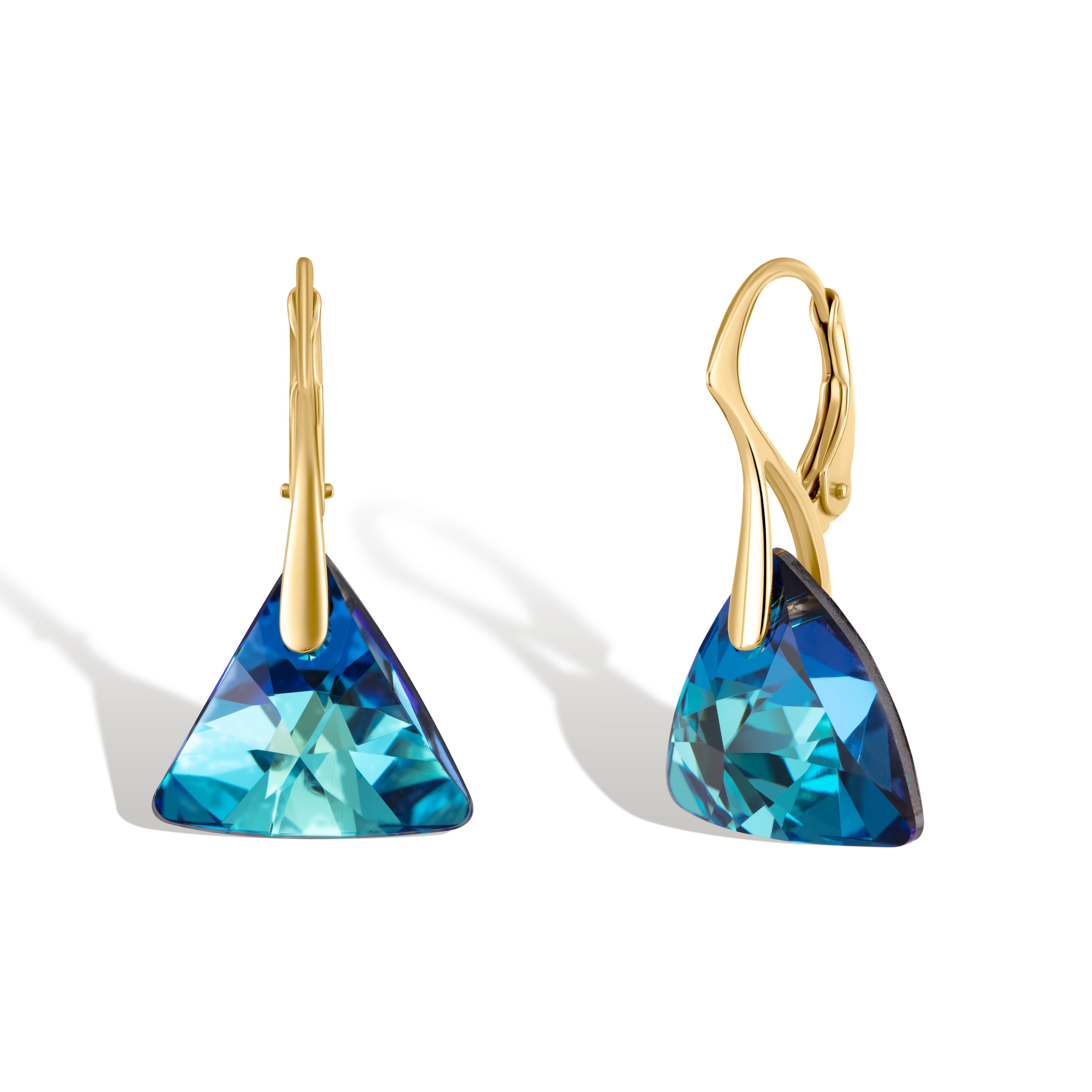 Cleopatra SS - Σκουλαρίκια επιχρυσωμένα και Kρύσταλλοι Αυστρίας® - Bermuda Blue