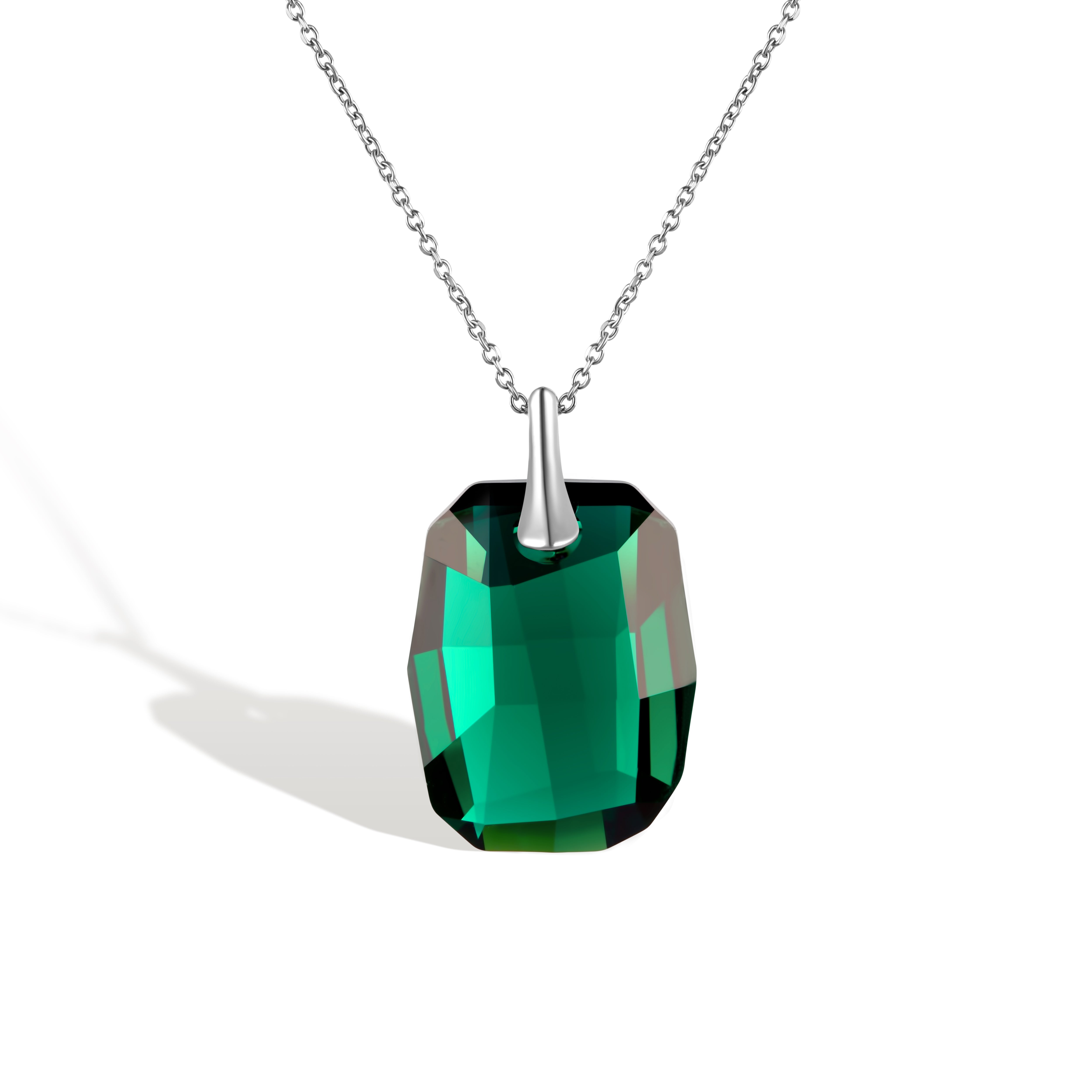 Savvina - Κολιέ επιροδιωμένο και κρύσταλλος Αυστρίας® -  Emerald
