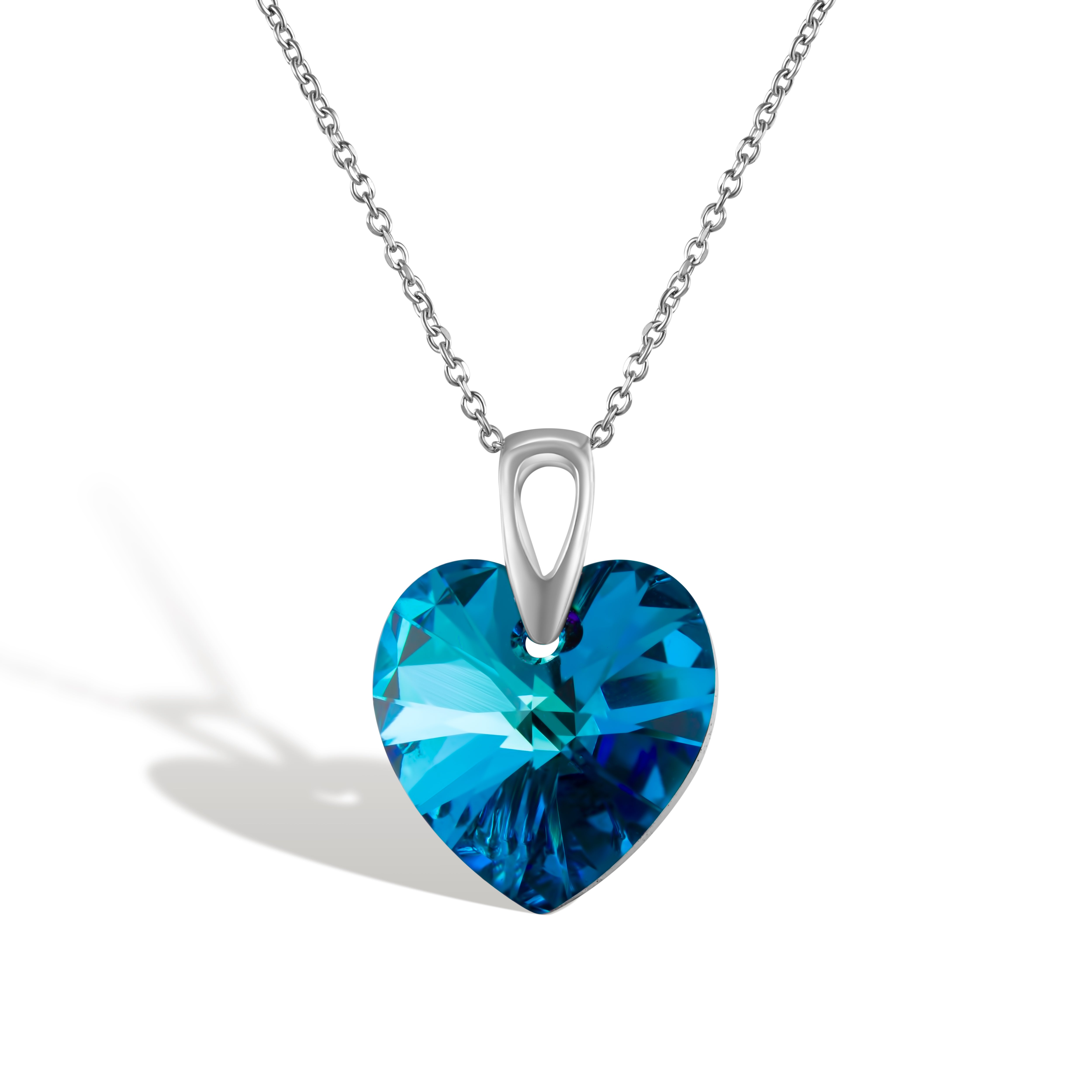 Amore Eterno SS - Κολιέ επιροδιωμένο και κρύσταλλος Αυστρίας® - Bermuda Blue