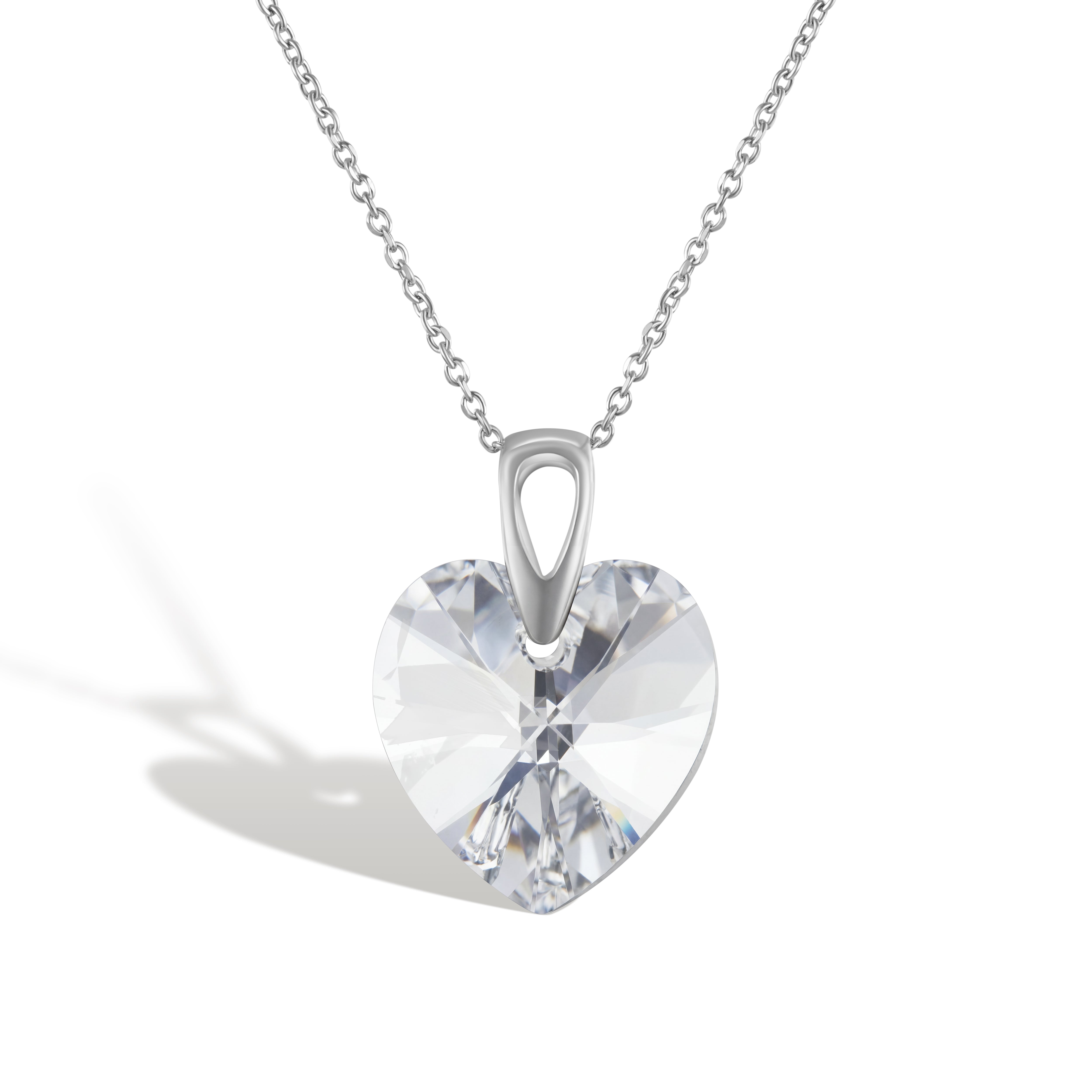 Amore Eterno SS - Κολιέ επιροδιωμένο και κρύσταλλος Αυστρίας® - Crystal White