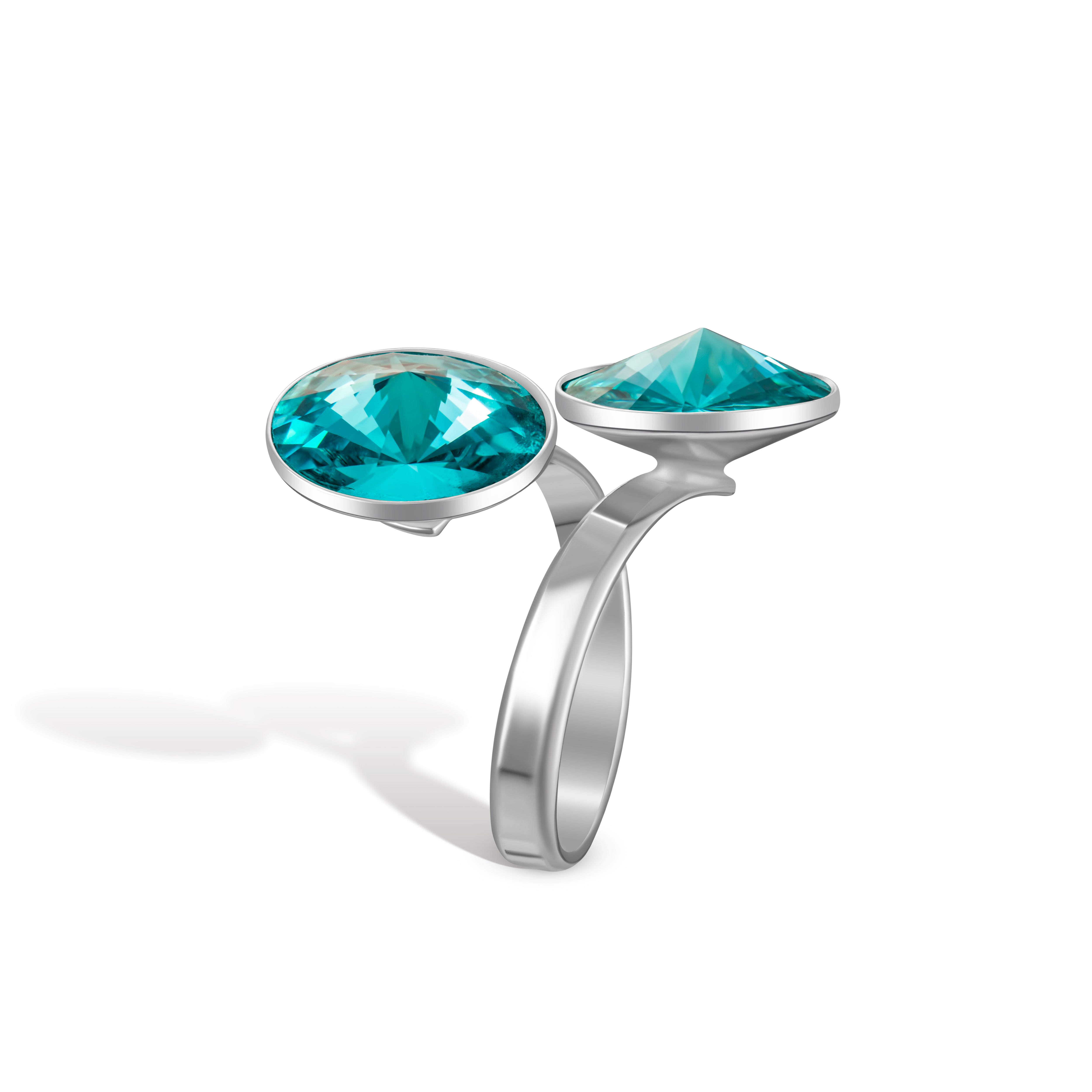 Alessia SS - Δαχτυλίδι επιροδιωμένο και κρύσταλλοι Αυστρίας® - Light Turquoise