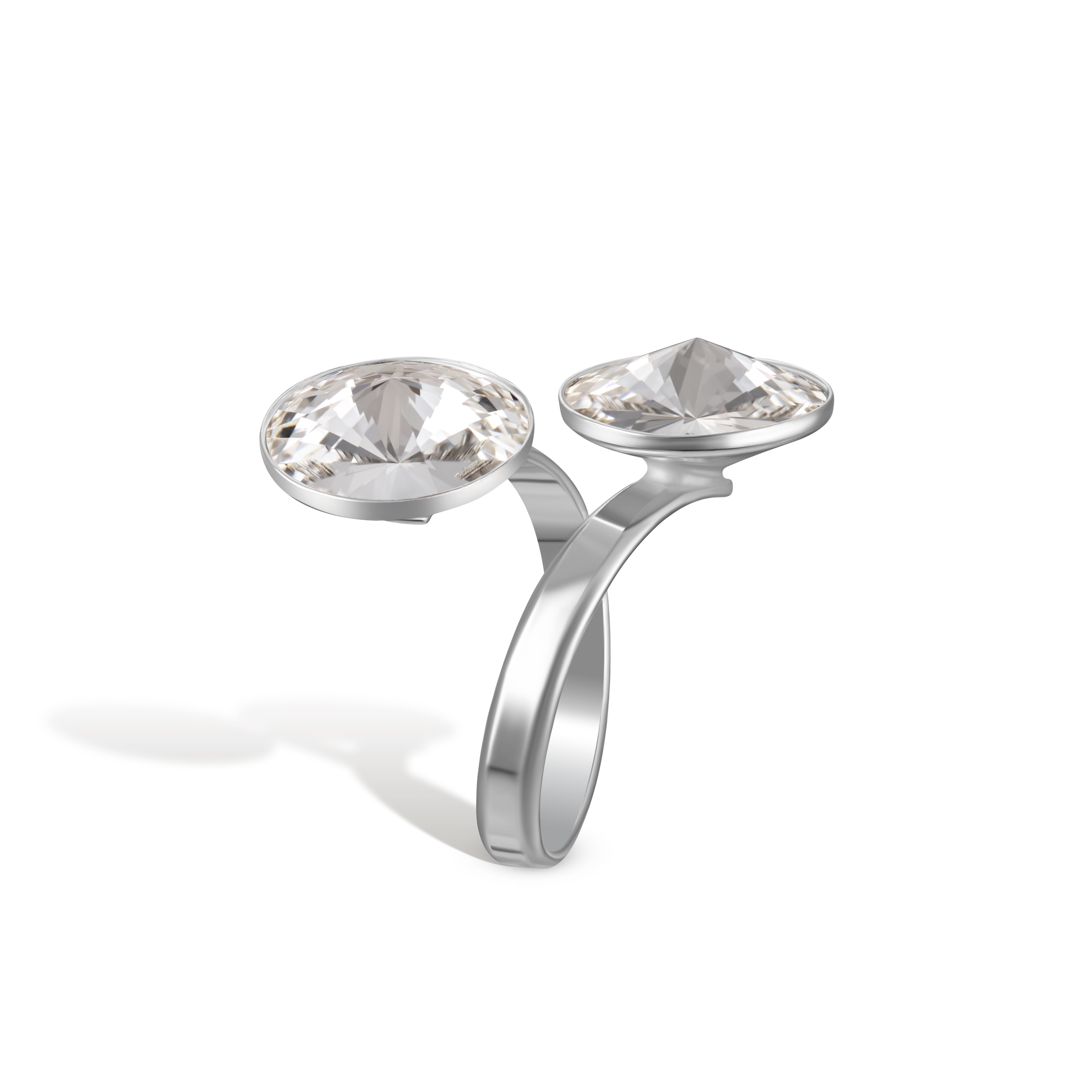 Alessia SS - Δαχτυλίδι επιροδιωμένο και κρύσταλλοι Αυστρίας® - Crystal White