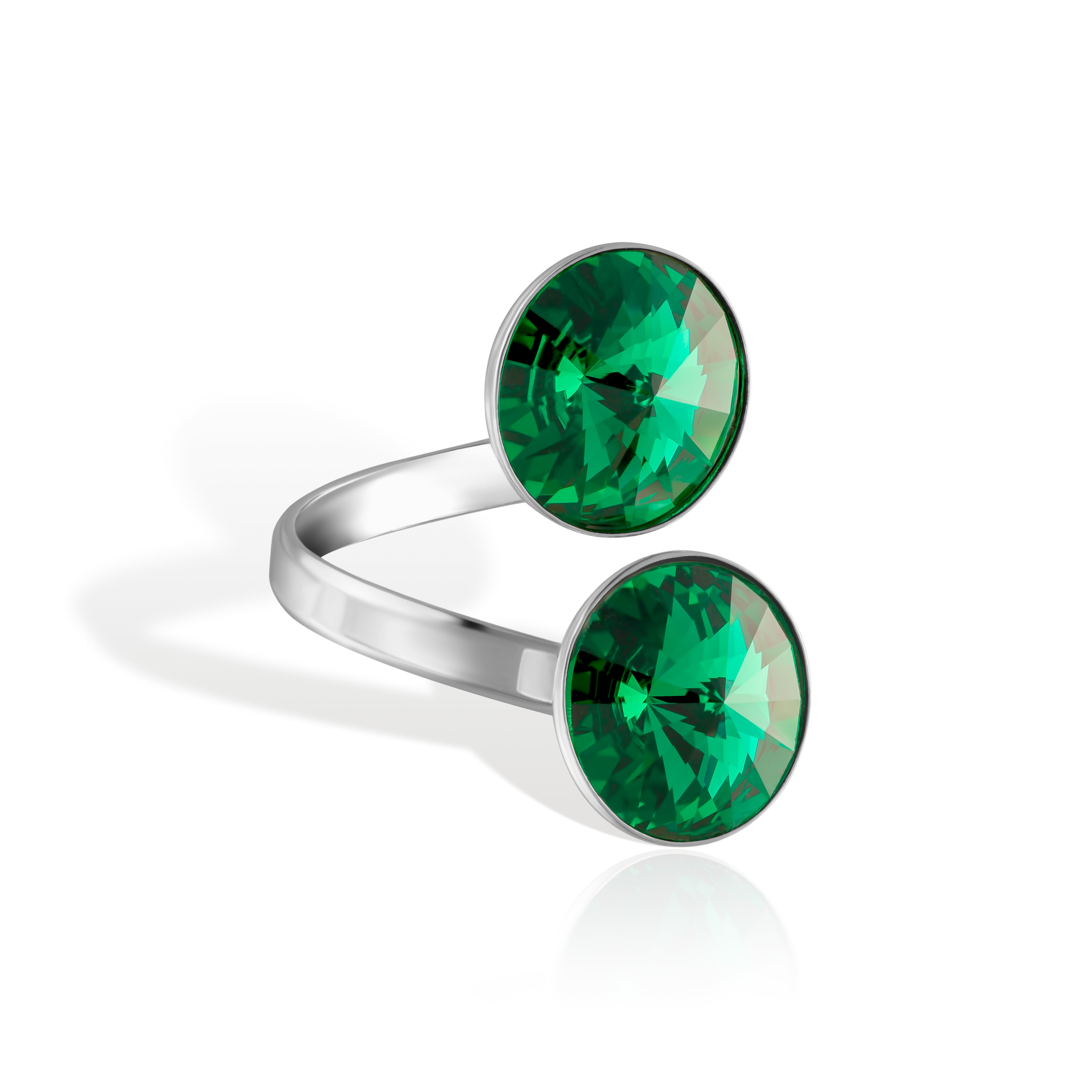 Alessia SS - Δαχτυλίδι επιροδιωμένο και κρύσταλλοι Αυστρίας® - Emerald