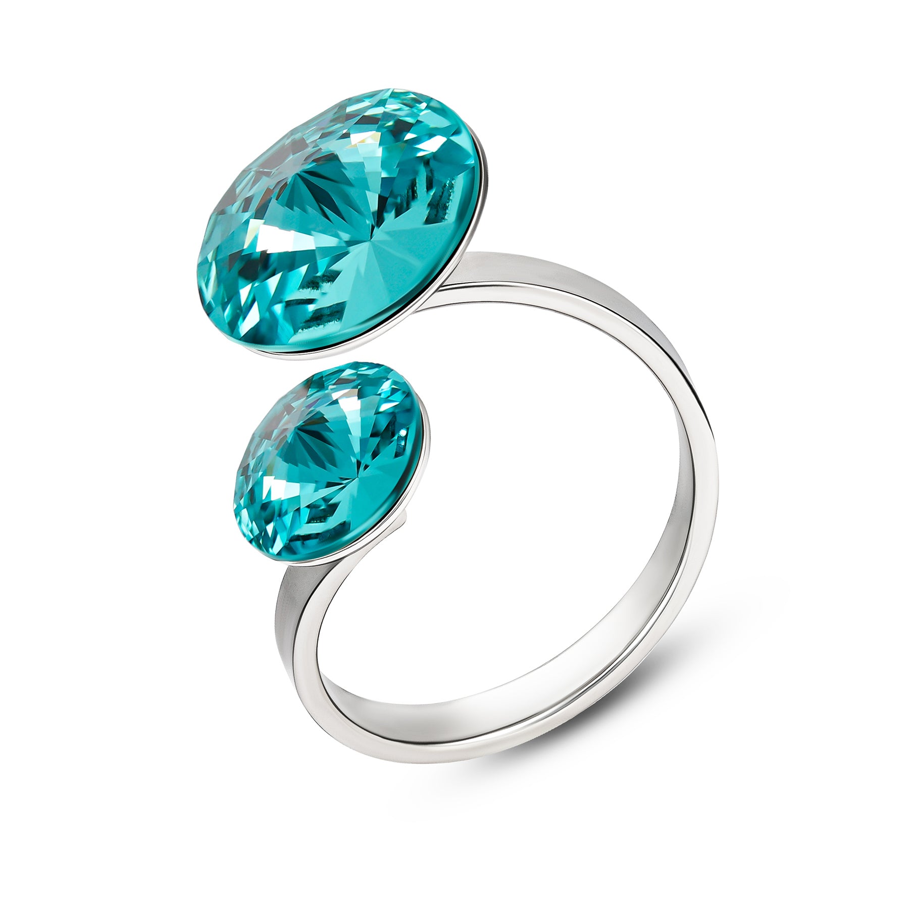 Alessia - Δαχτυλίδι από ασήμι 925 επιροδιωμένο με κρυστάλλους Turquoise