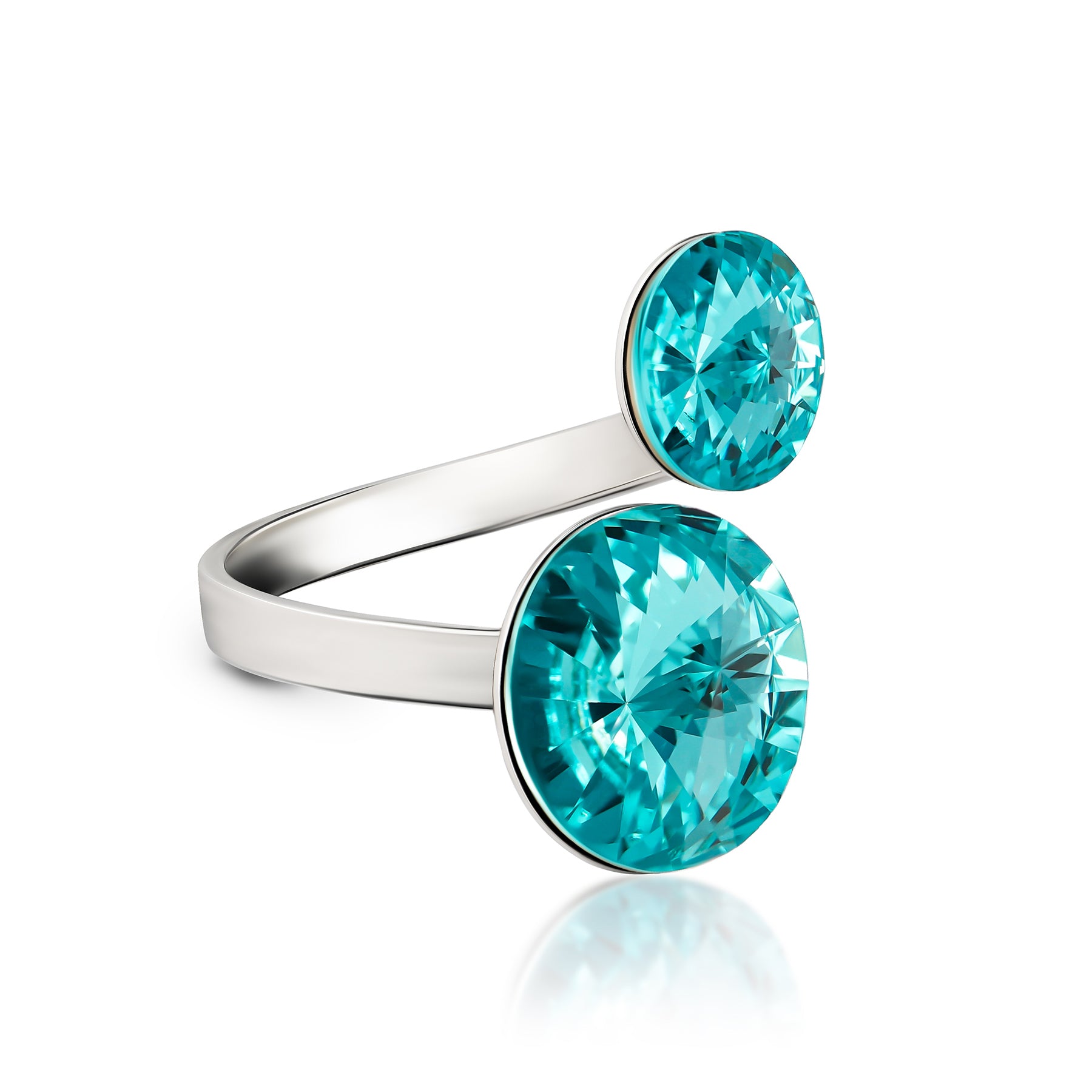 Alessia - Δαχτυλίδι από ασήμι 925 επιροδιωμένο με κρυστάλλους Turquoise